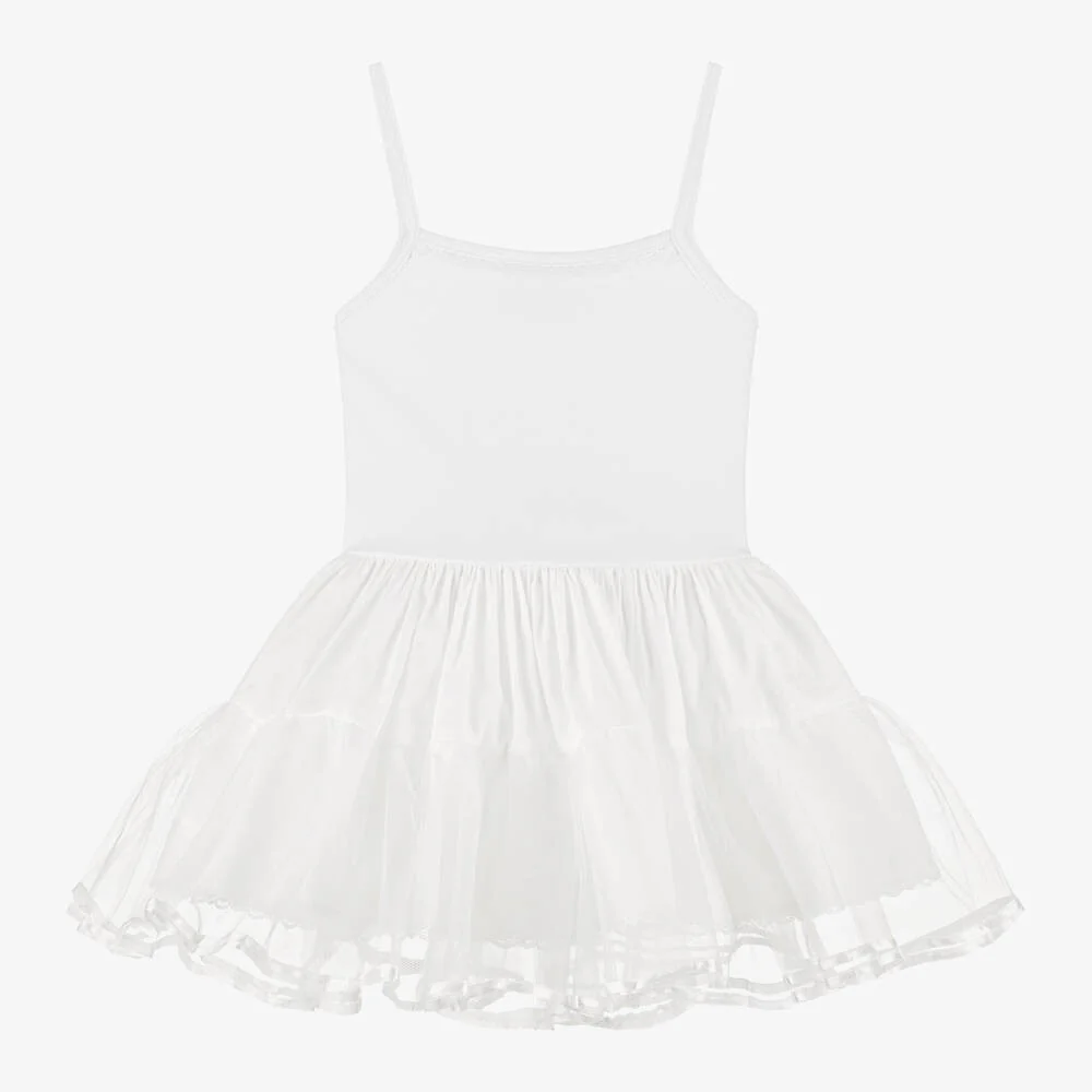 Baby Girl Ballerina Petticoat White Cotton Dress - White - Image 4