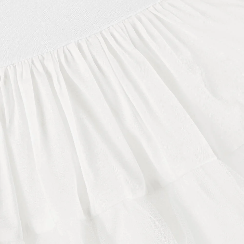 Baby Girl Ballerina Petticoat White Cotton Dress - White - Image 5
