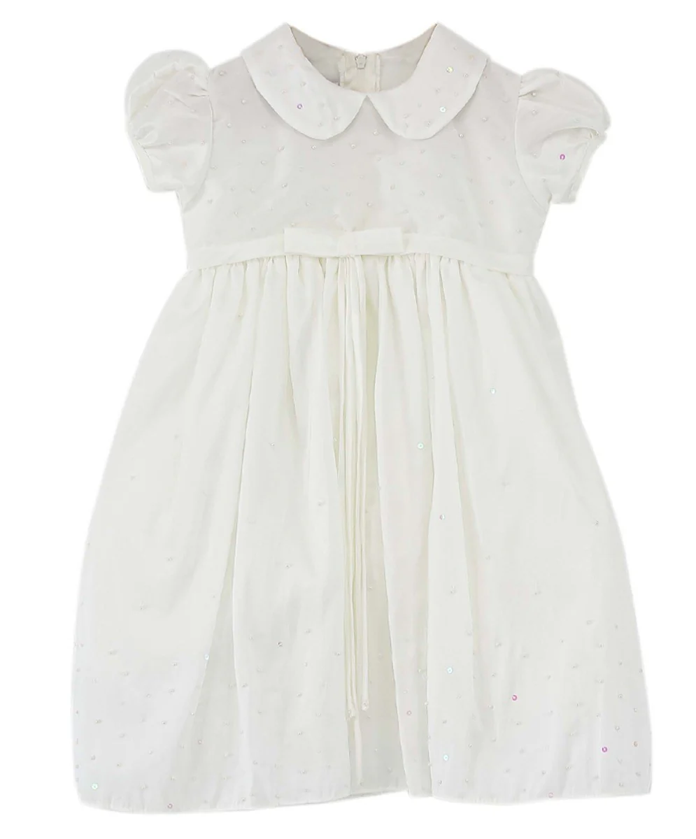 Baby Girls Christening 2 Piece Smocked Dress Gown - White - Image 5