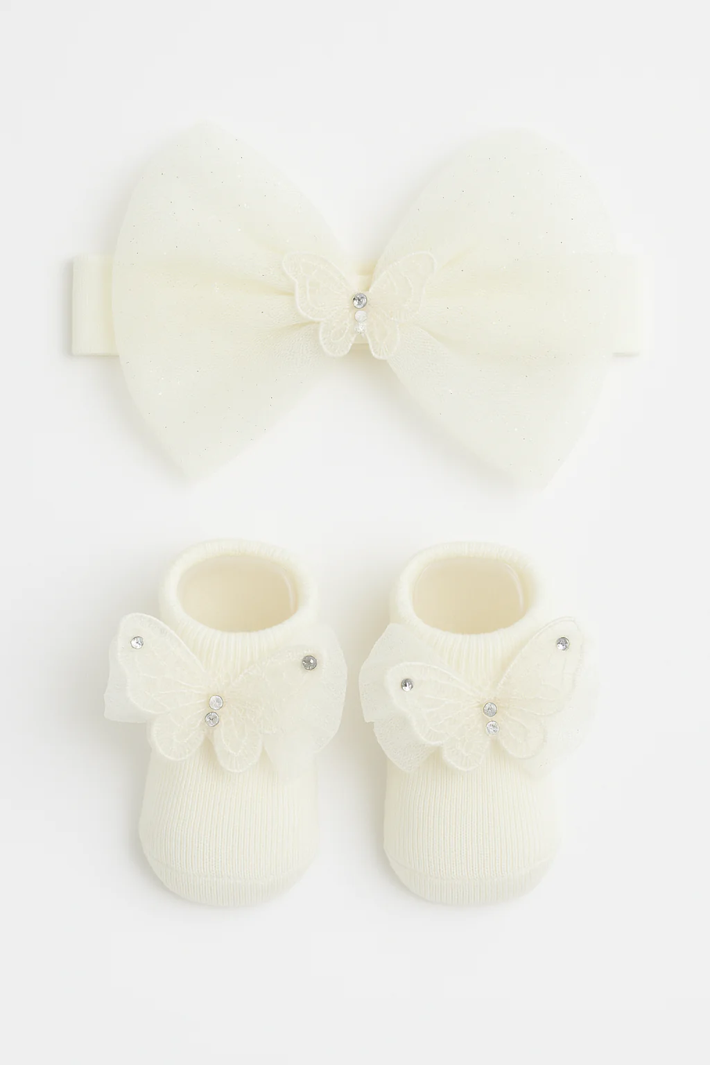 Baby Girls Headband and Sock Set - Ivory