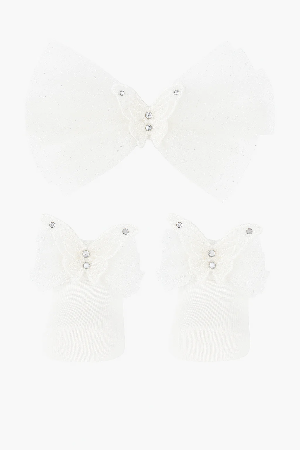 Baby Girls Headband and Socks Set - Ivory