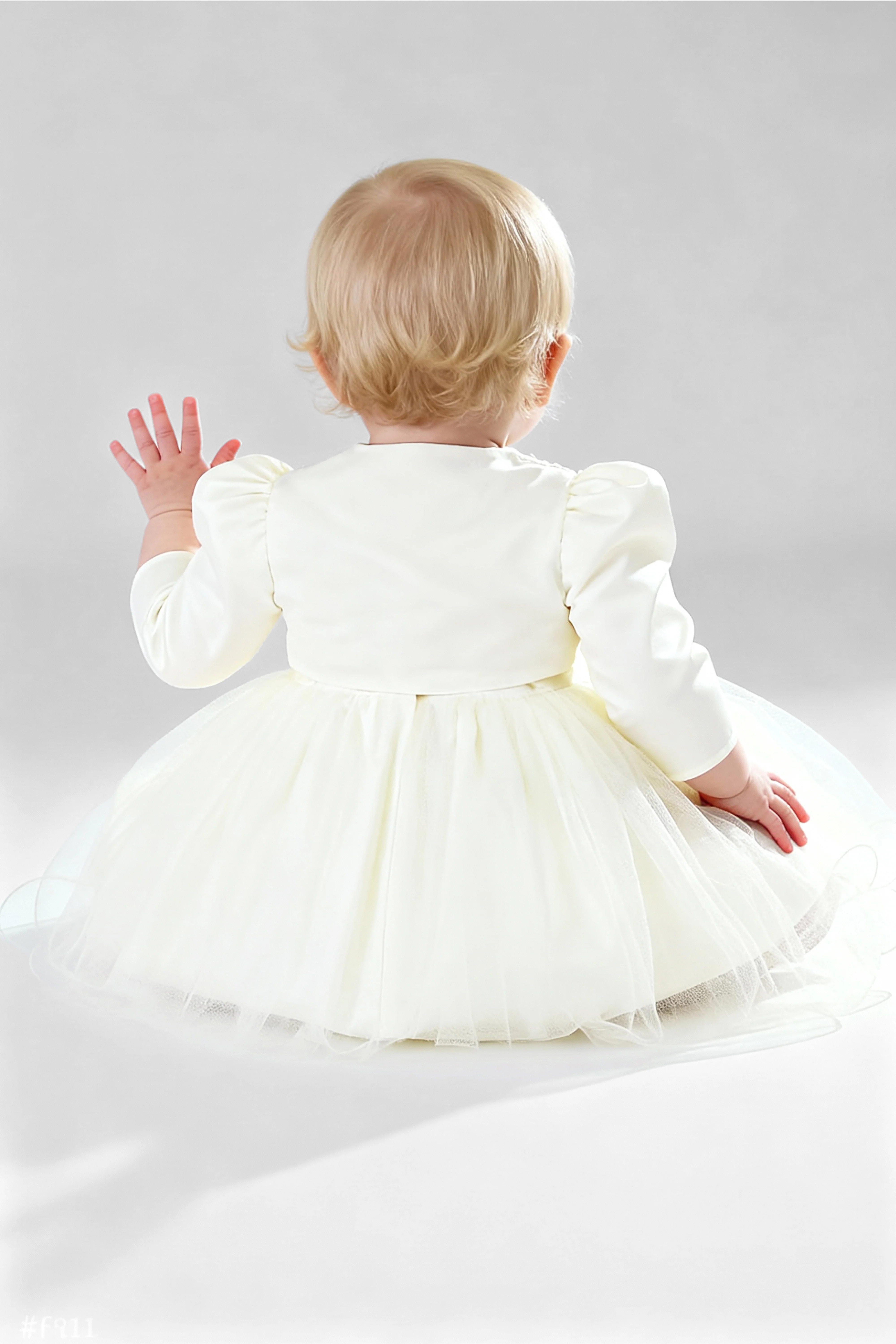 Baby Girl Sleeveless Dress with Floral Bolero - B1176 - Ivory - Image 2