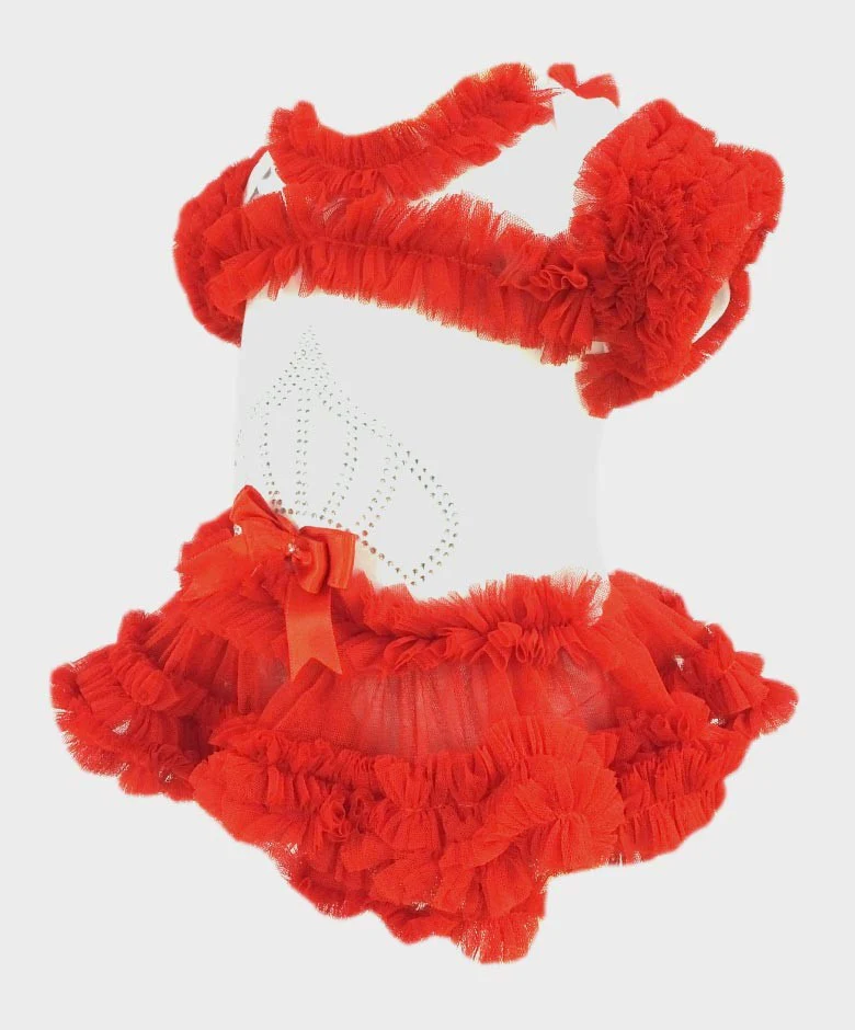 Baby Girl Tulle Cotton Tutu Bodysuit - Red - Image 3
