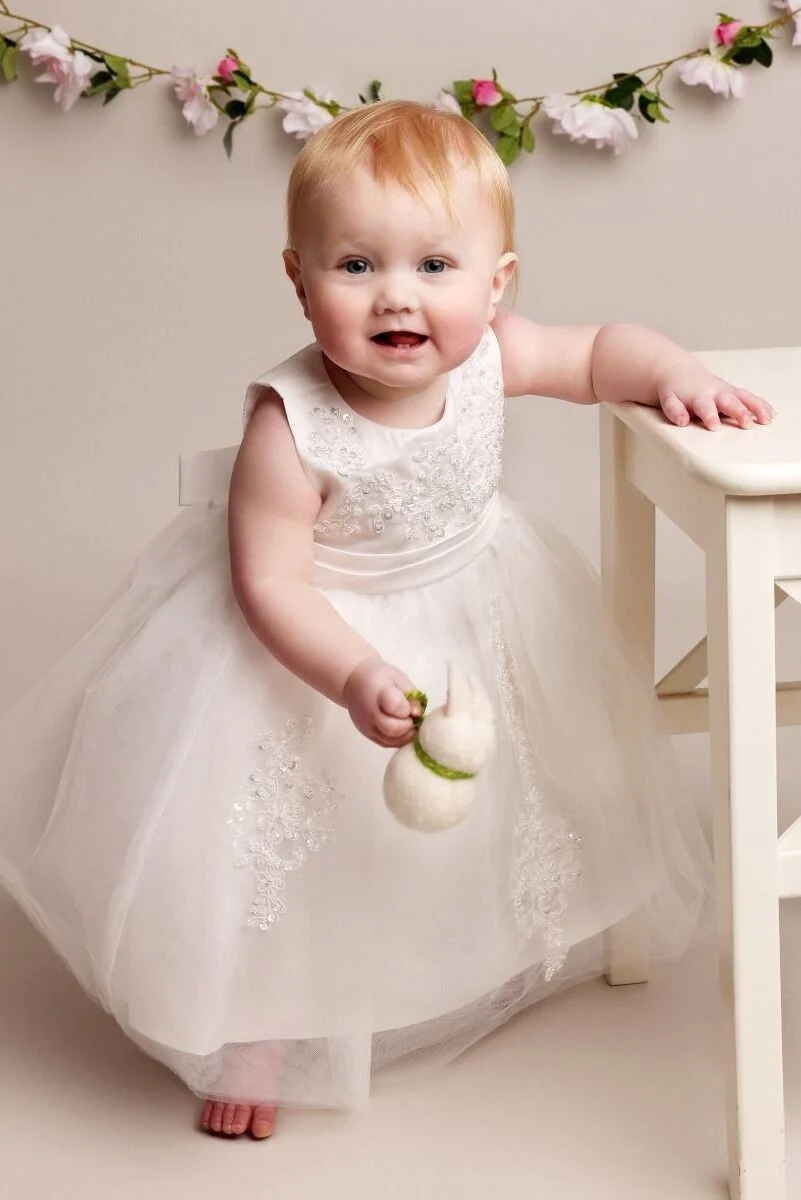 Baby Girls Christening Lace Dress – LAYLA - Ivory