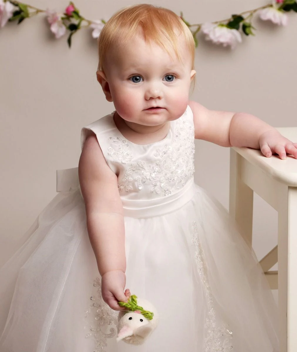 Baby Girls Christening Lace Dress – LAYLA - Ivory - Image 2