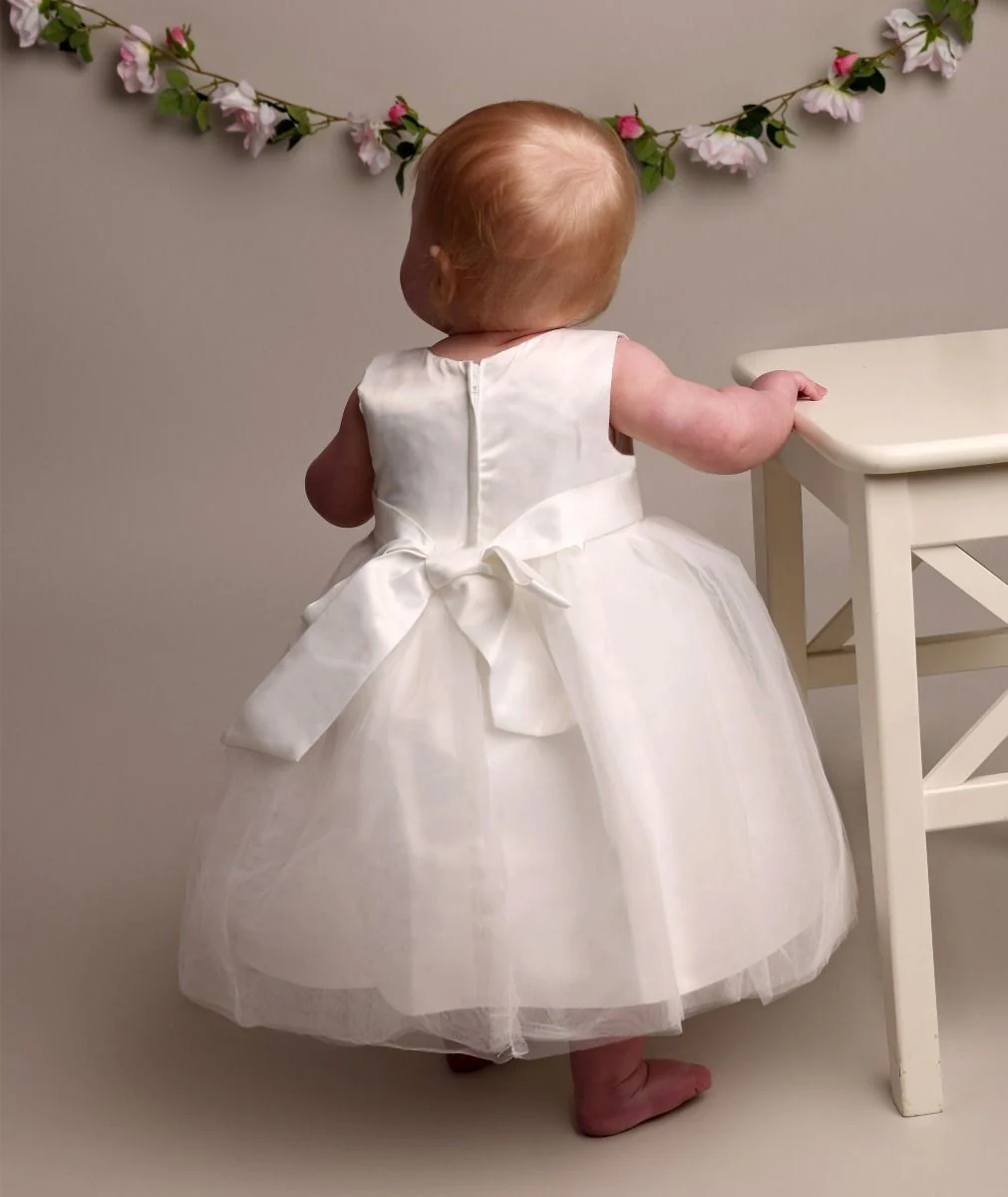 Baby Girls Christening Lace Dress – LAYLA - Ivory - Image 3