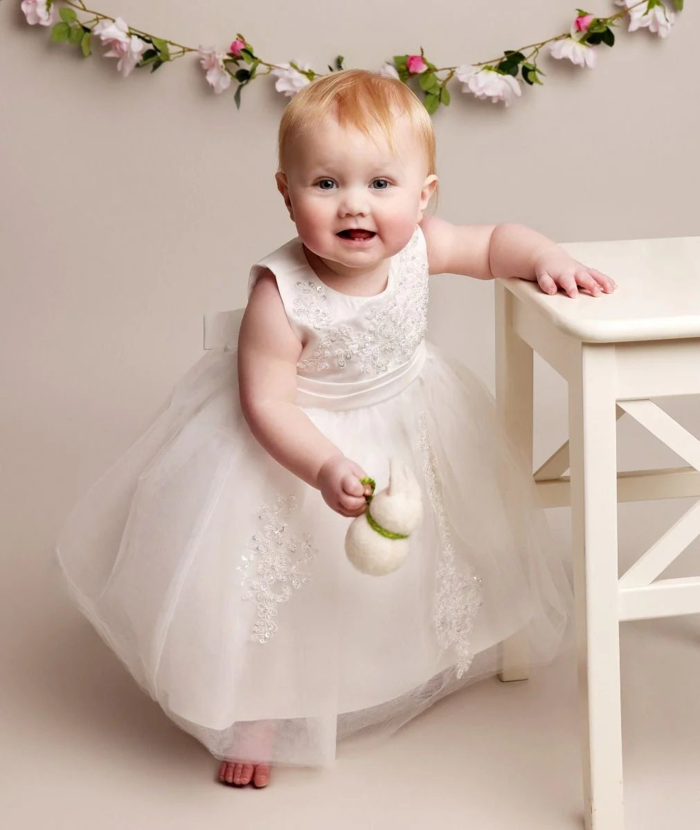 Baby Girls Christening Lace Dress – LAYLA - Ivory - Image 4