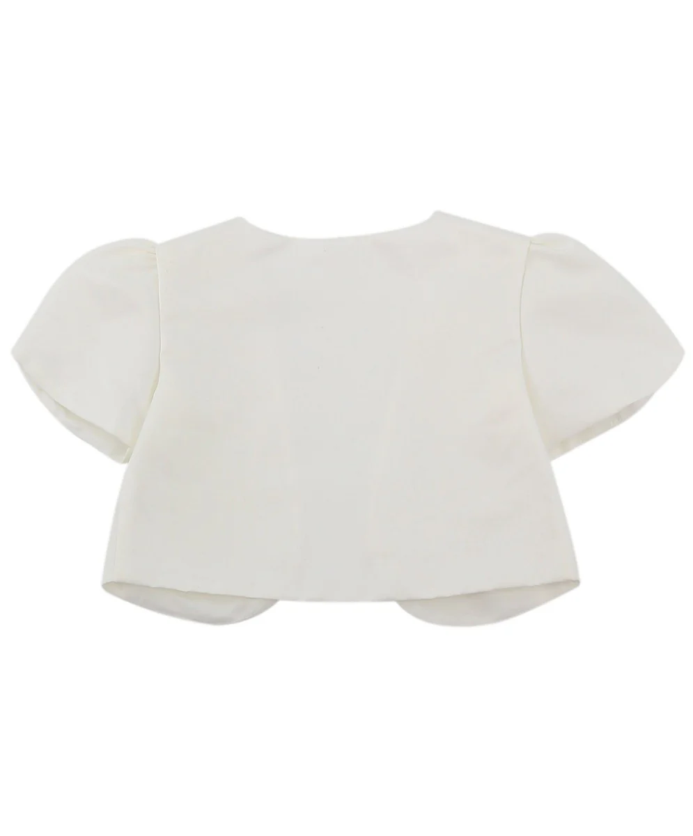 Babies & Girls Short Sleeve Bolero - Ivory - Image 2