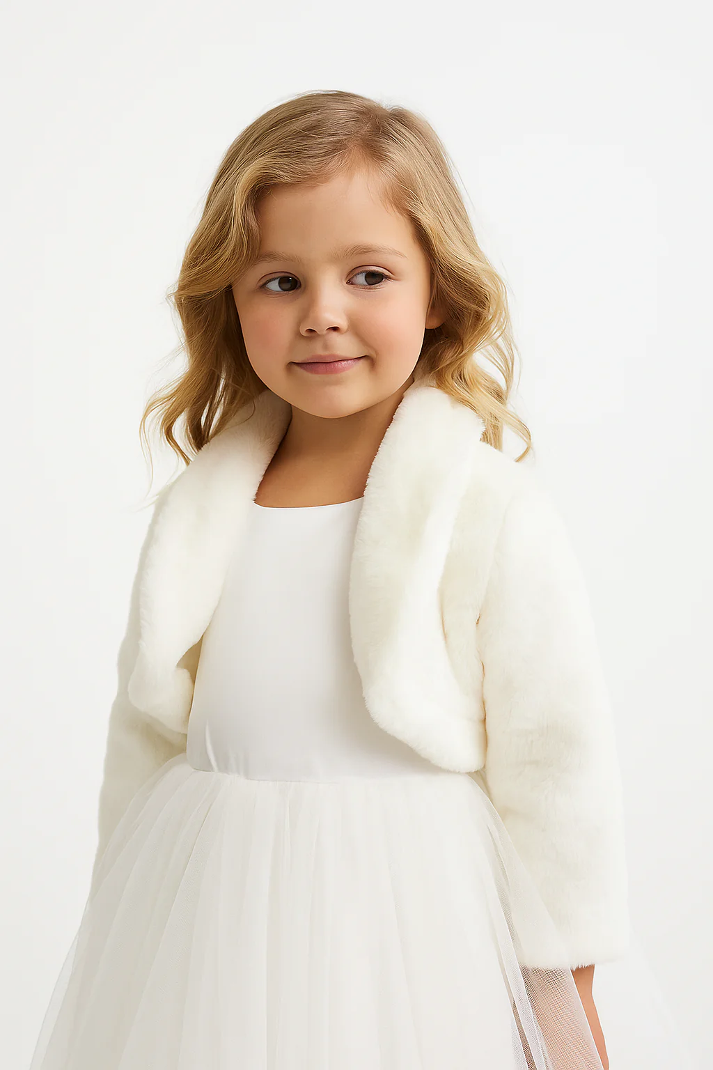 Baby & Girls' Fleece Bolero Jacket - GABRIELLA - Ivory