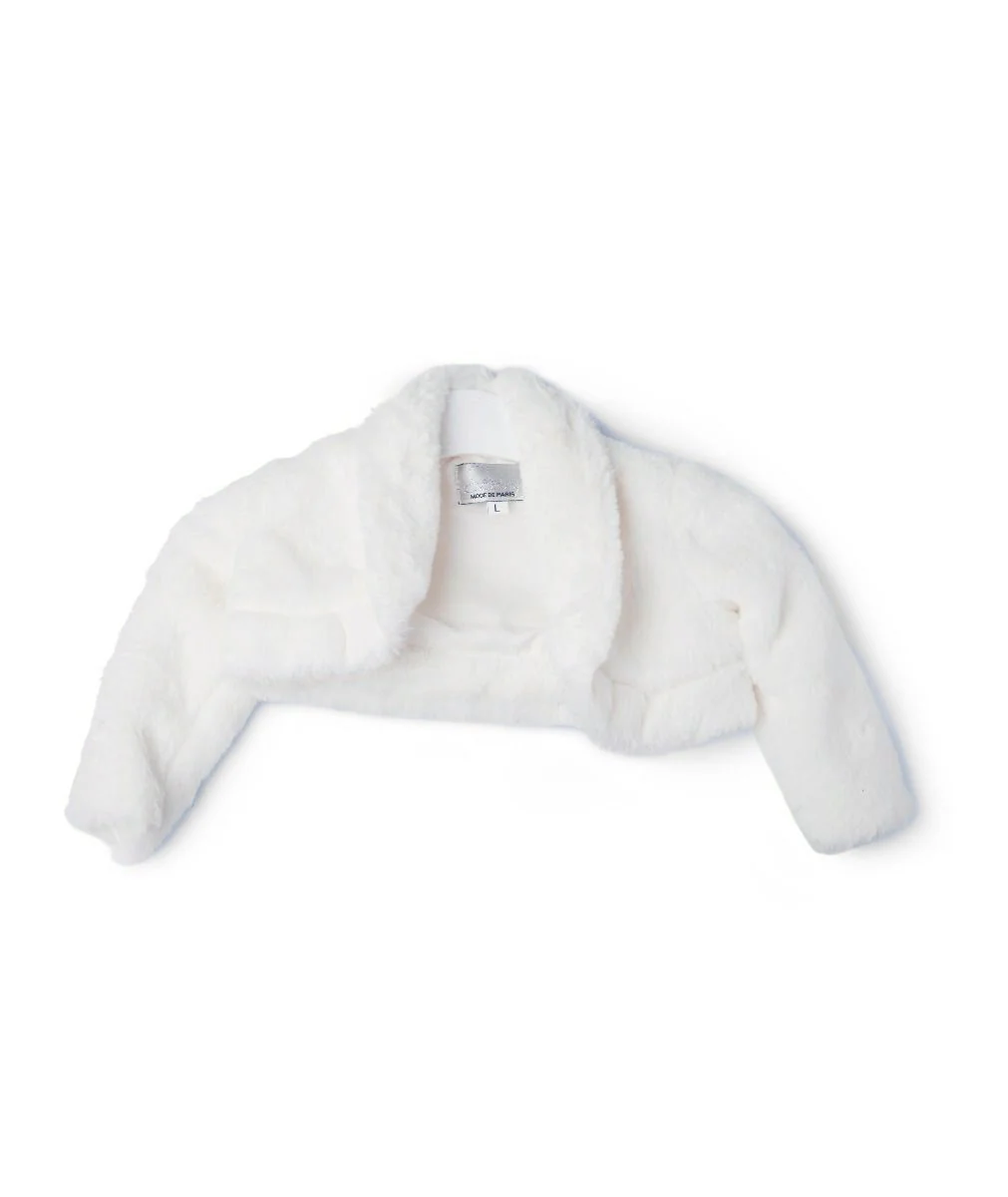 Baby & Girls' Fleece Bolero Jacket - GABRIELLA - Ivory - Image 4