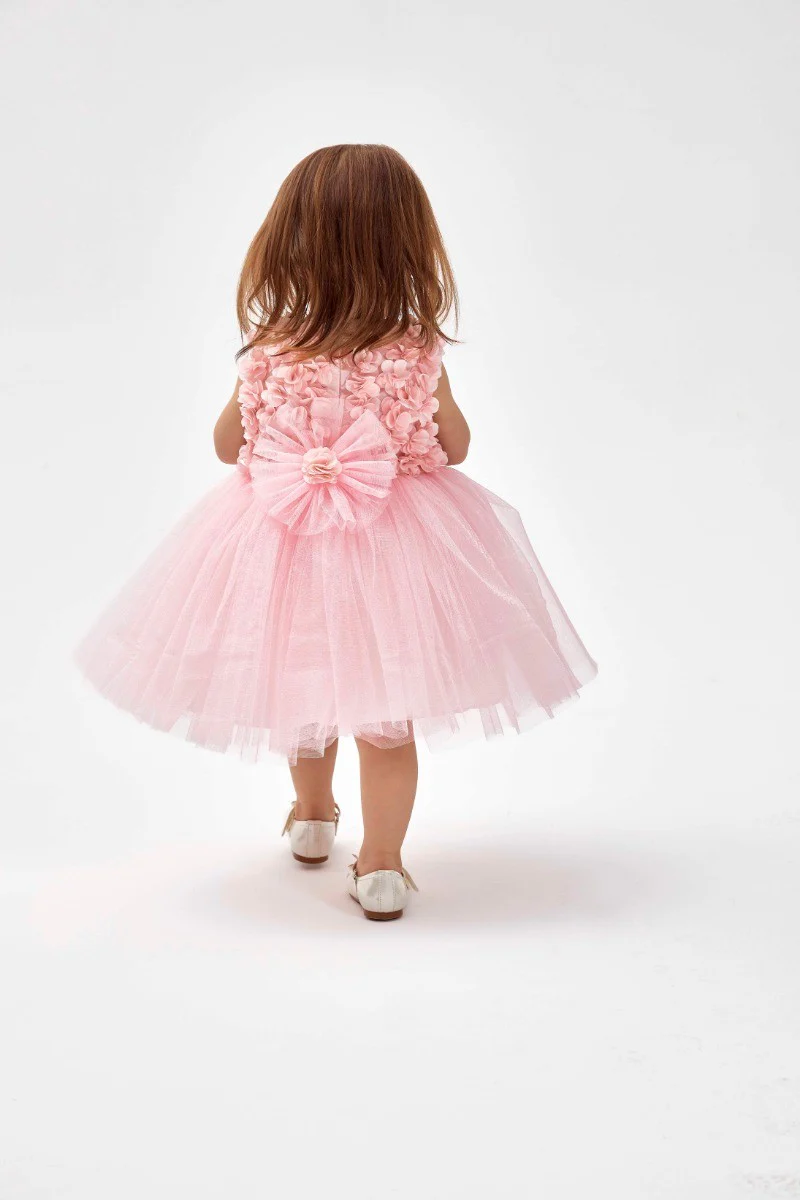 Baby Girls Floral Tulle Sleeveless Dress Set - Pink - Image 3