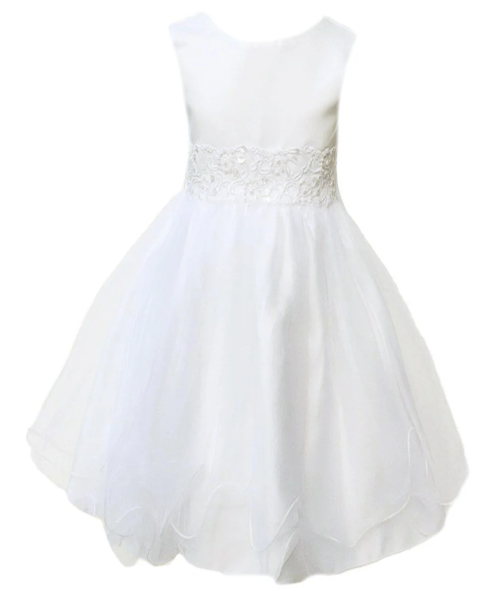 Baby Girls Flower Sleeveless Christening Dress - Ivory - Image 2
