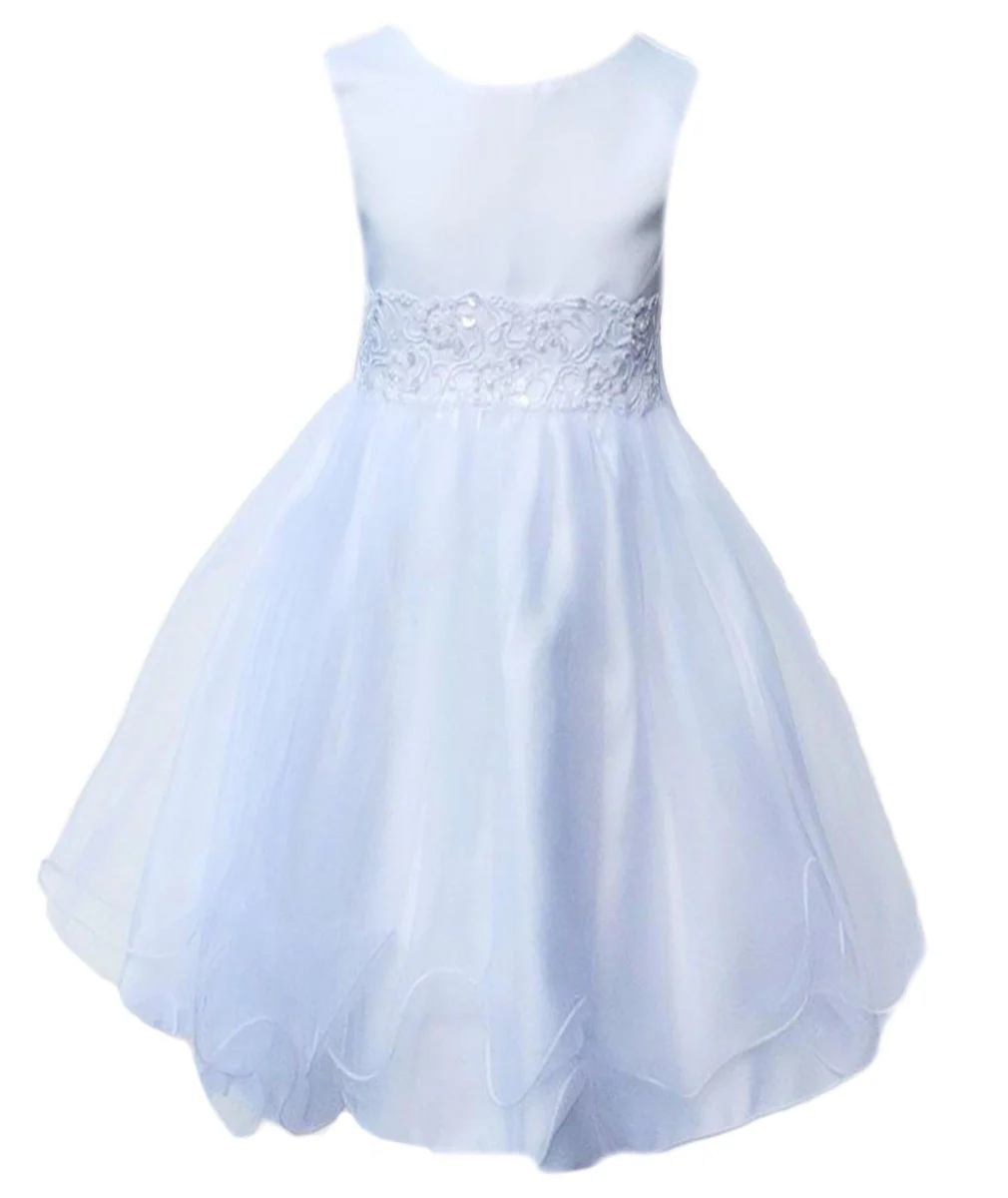 Baby Girls Flower Sleeveless Christening Dress - White - Image 2