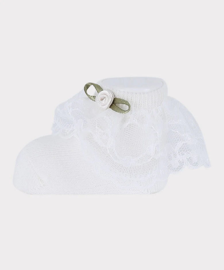 Baby Girls Headband and Socks Set - White - Image 3