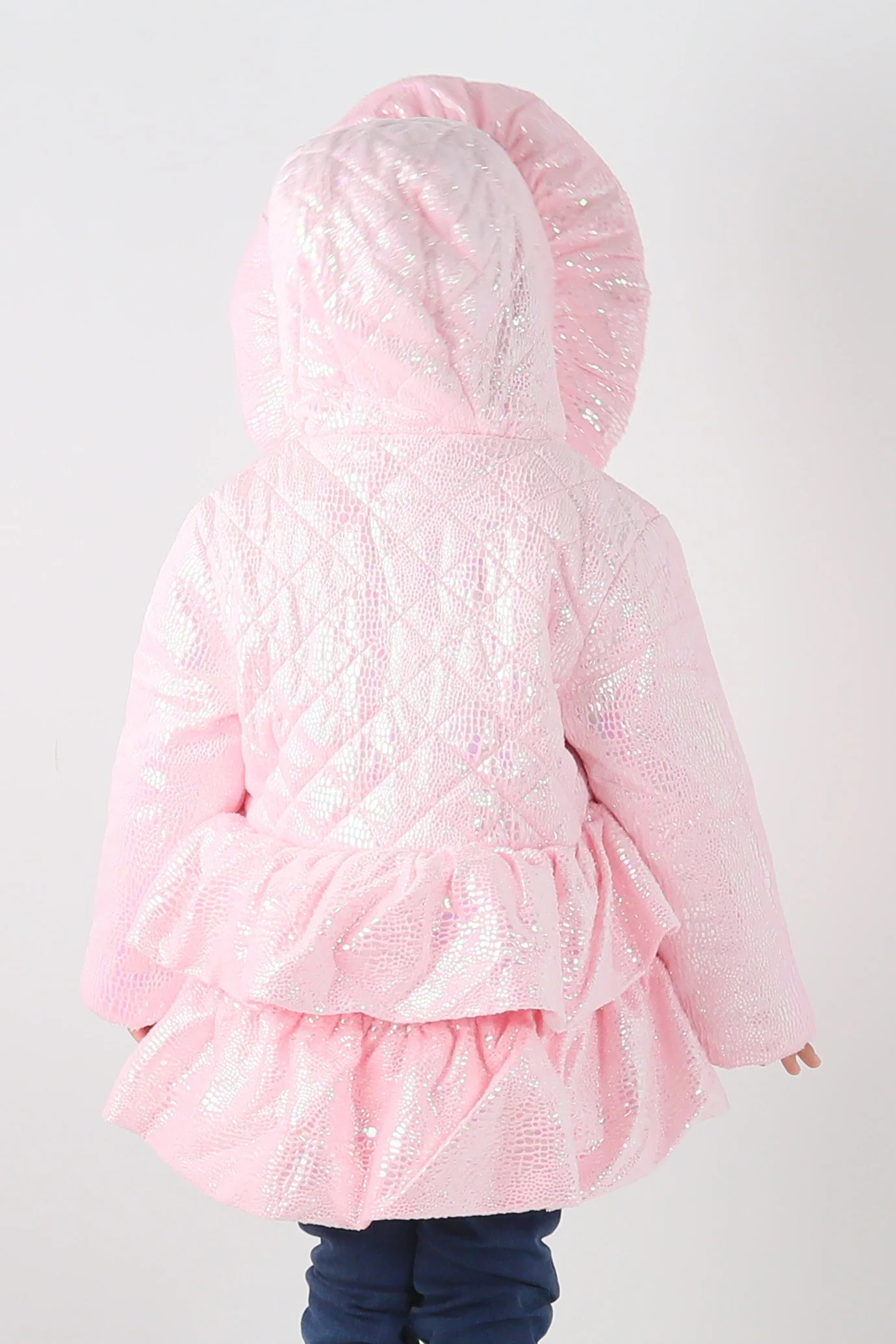 Baby & Girls' Iridescent Quilted Hooded Puffer Coat - SCARLET - Pink - Image 6