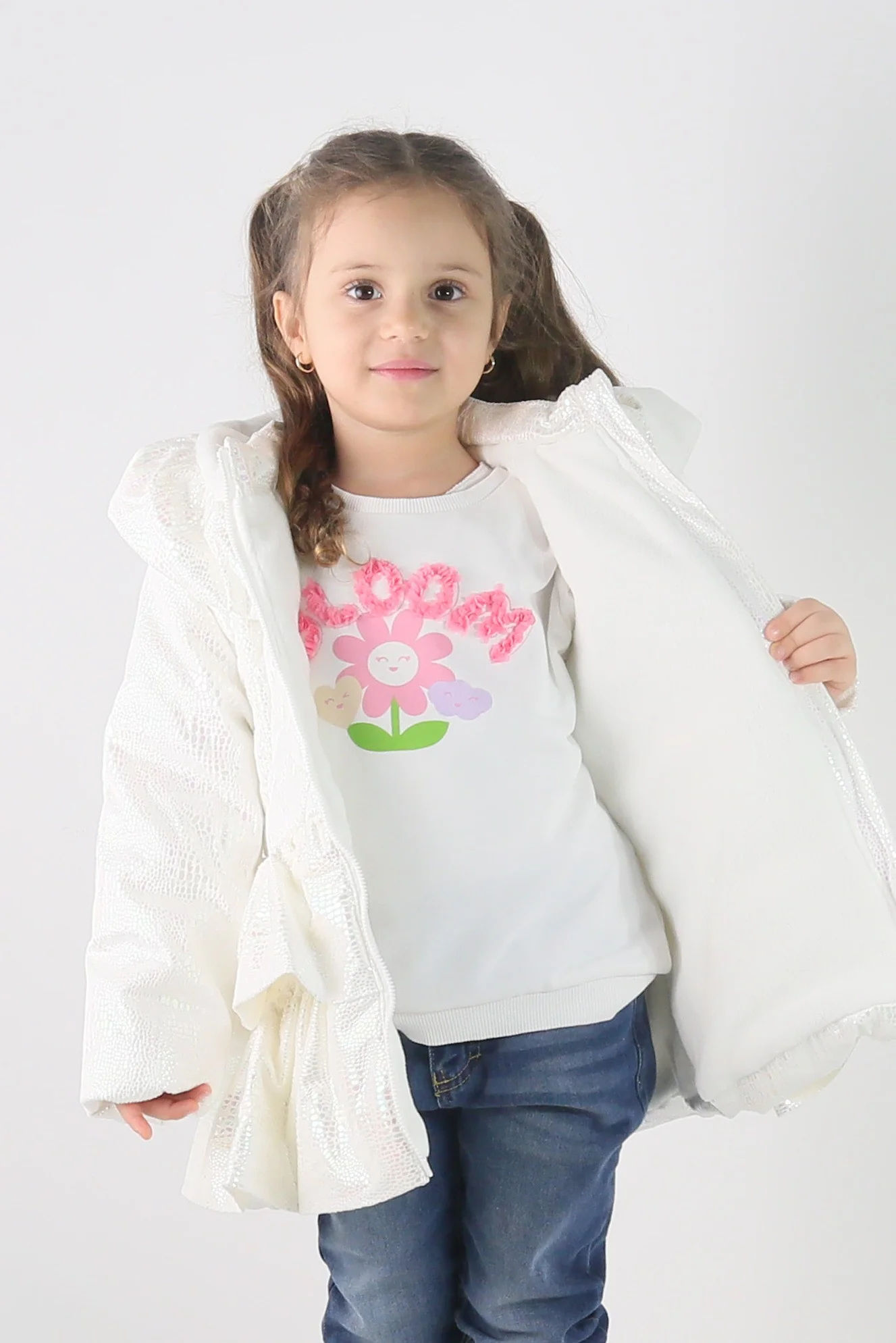 Baby & Girls' Iridescent Quilted Hooded Puffer Coat - SCARLET - White - Image 4