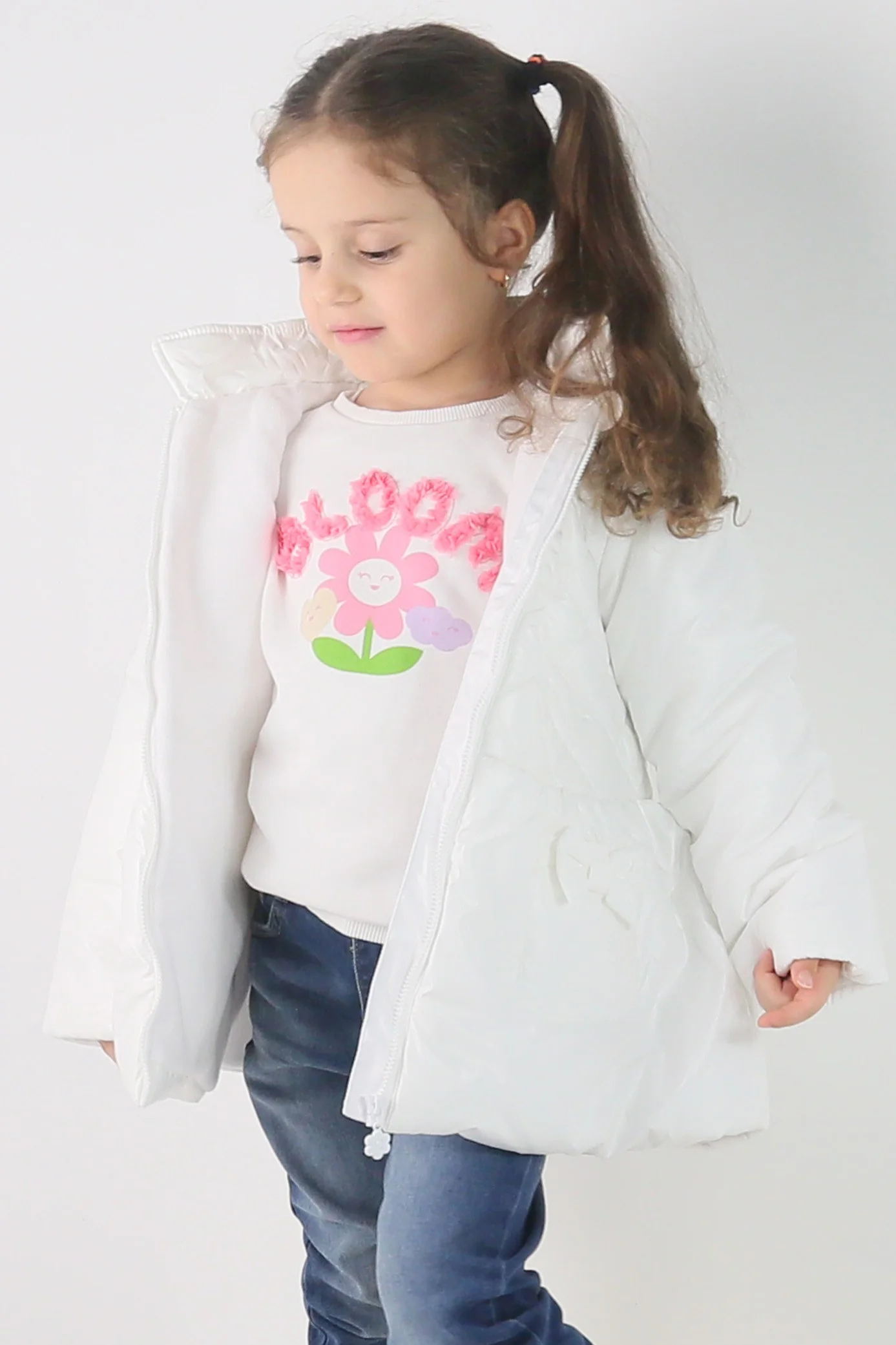 Baby & Girls' Iridescent Quilted Hooded Puffer Coat - SCARLET - White - Image 5