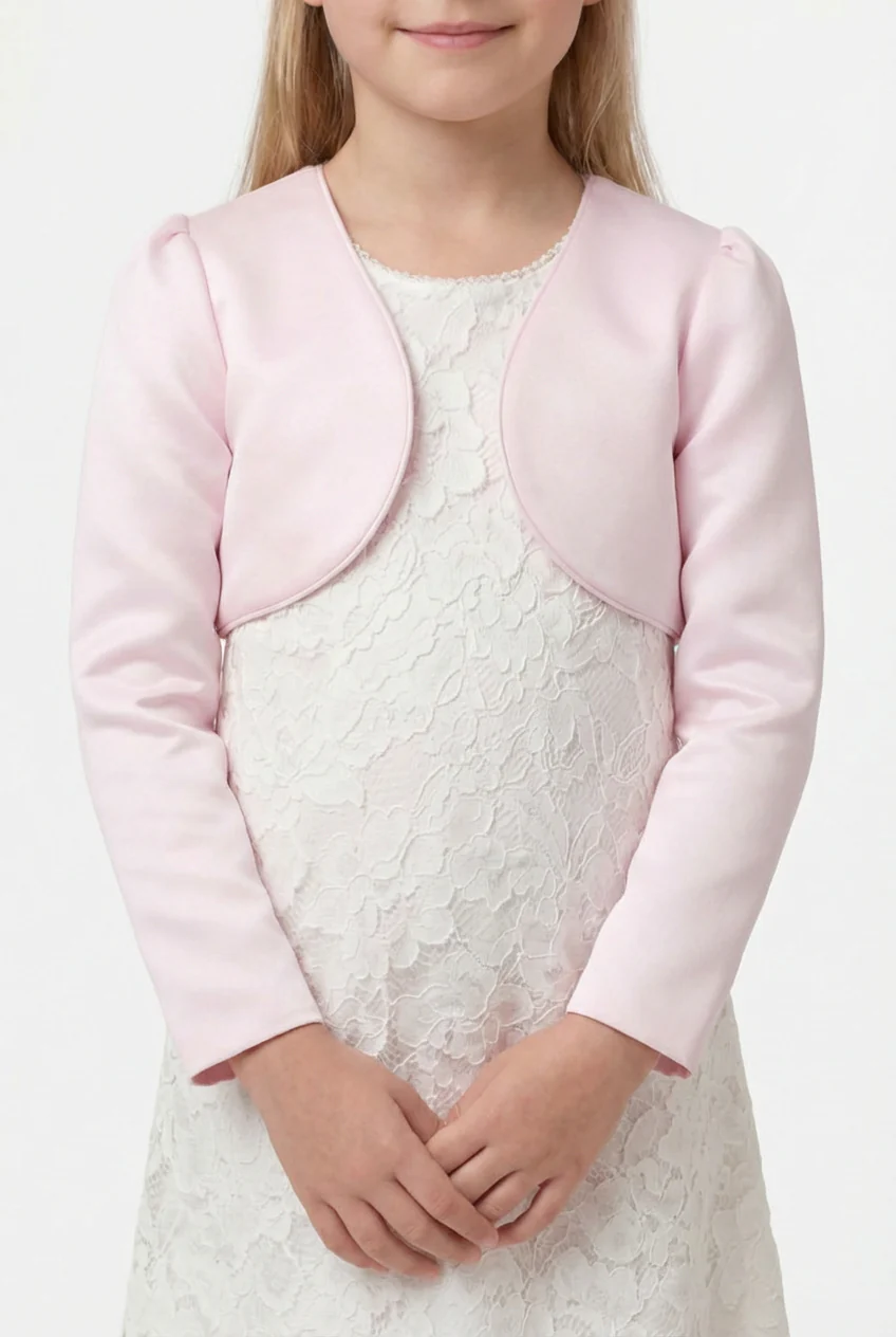 Babies & Girls Long Sleeves Bolero - Baby Pink