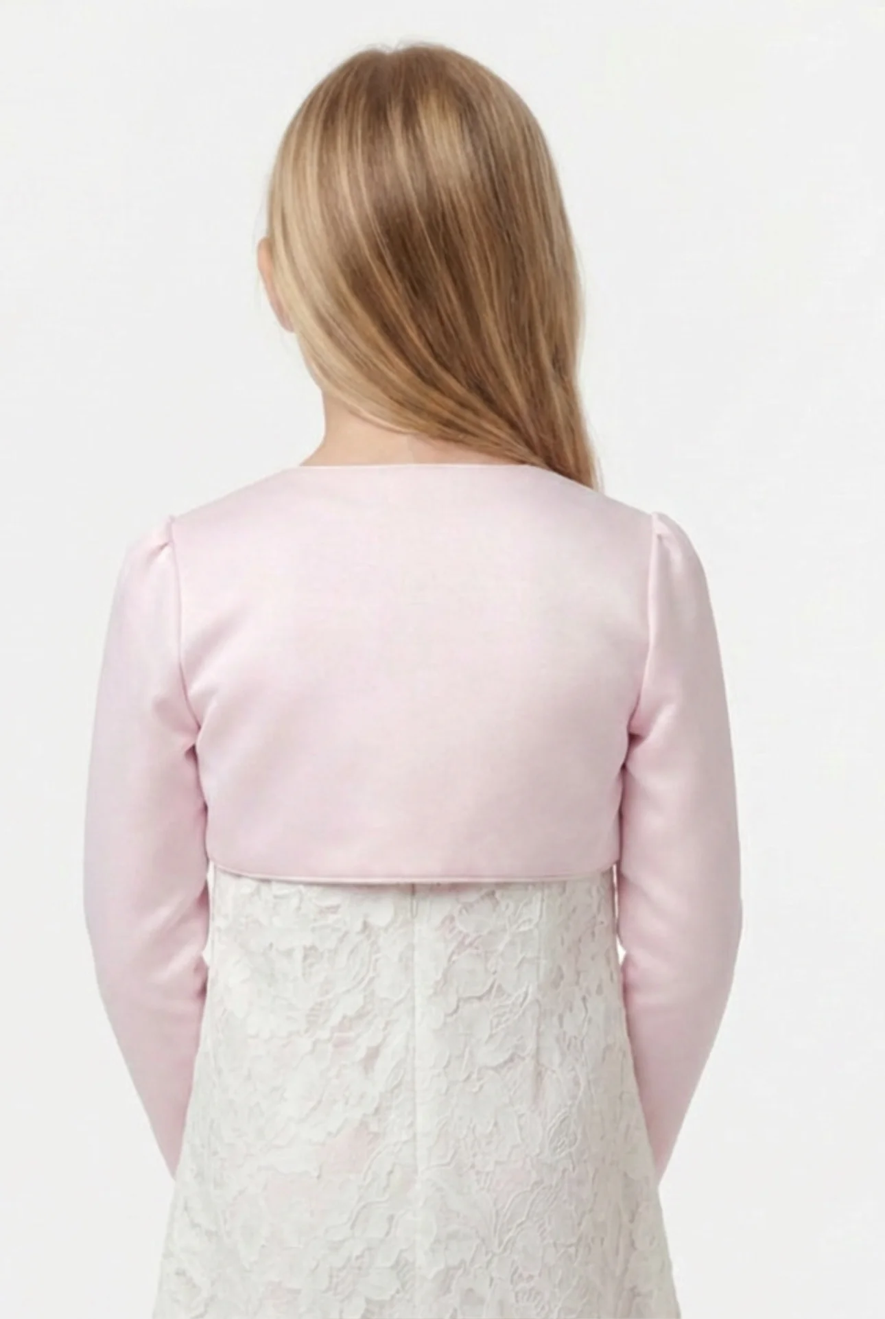 Babies & Girls Long Sleeves Bolero - Baby Pink - Image 2