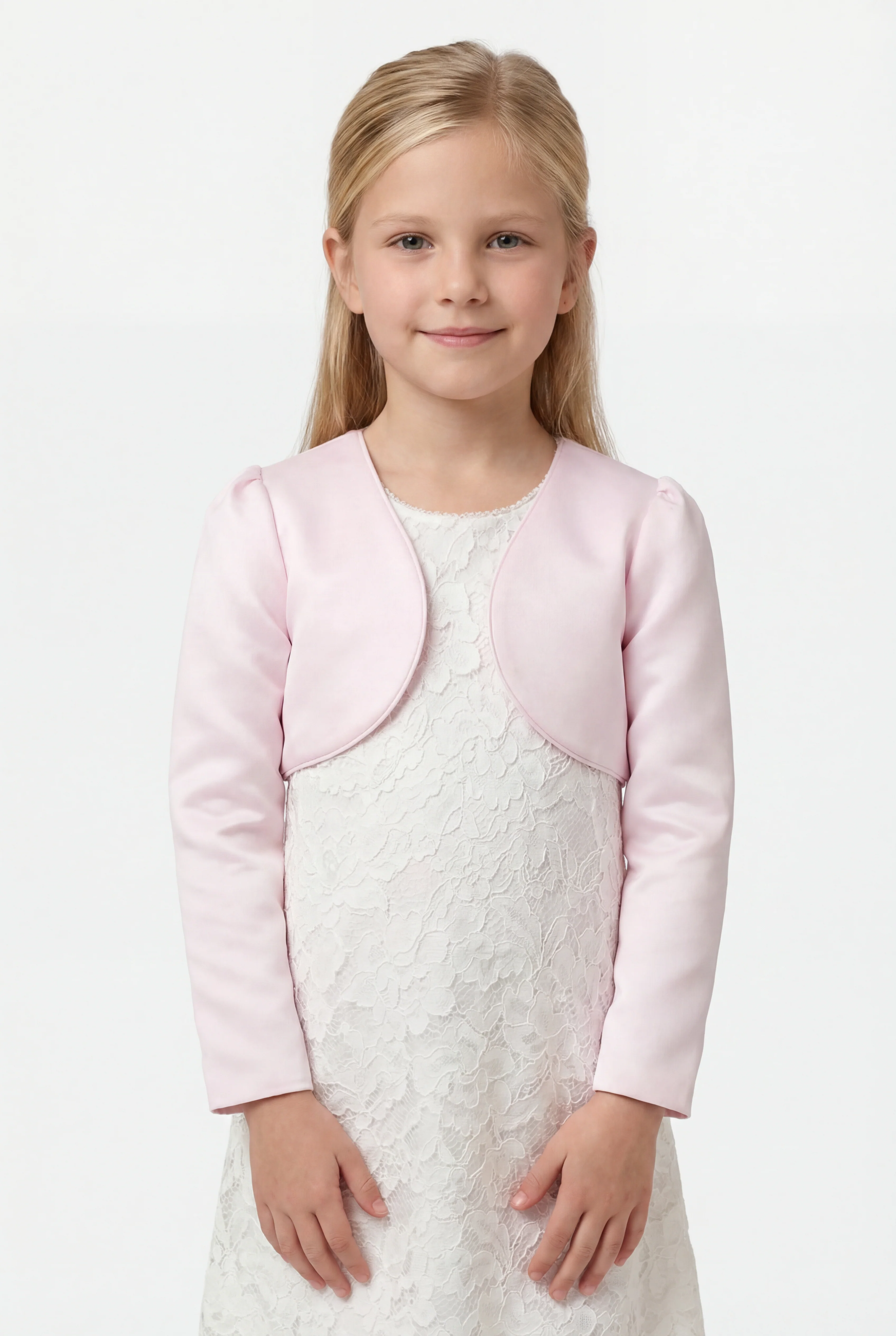 Babies & Girls Long Sleeves Bolero - Baby Pink - Image 3