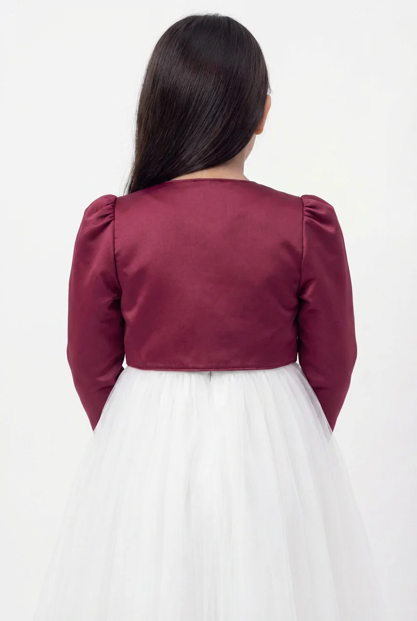 Babies & Girls Long Sleeves Bolero - Burgundy - Image 2