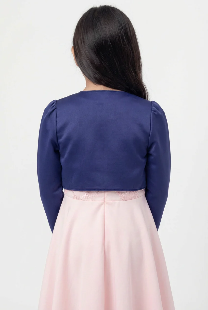 Babies & Girls Long Sleeves Bolero - Navy Blue - Image 2