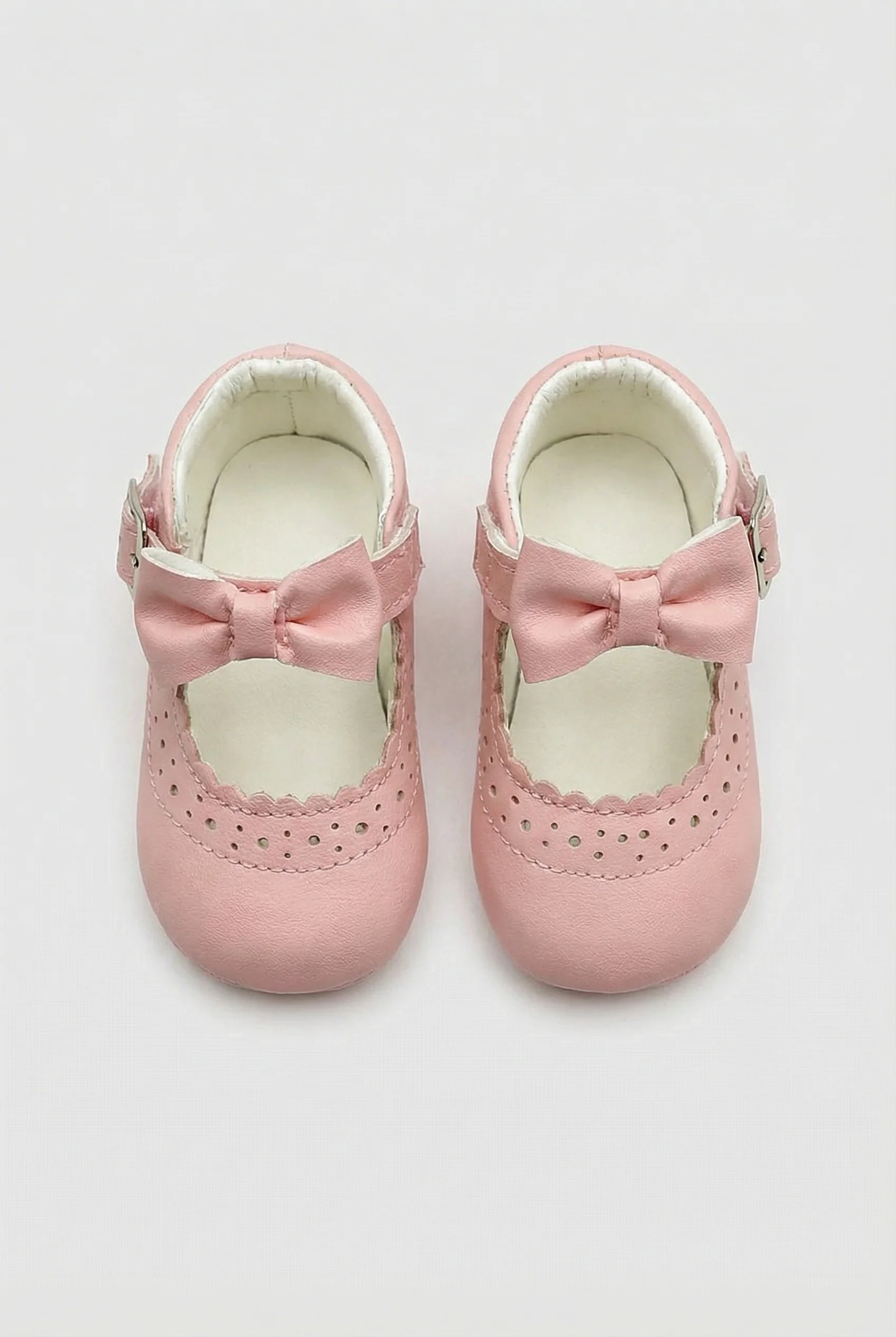 Baby Girls Mary Jane Flats with Bow & Scalloped Trim - Beatrice - Pink - Image 2