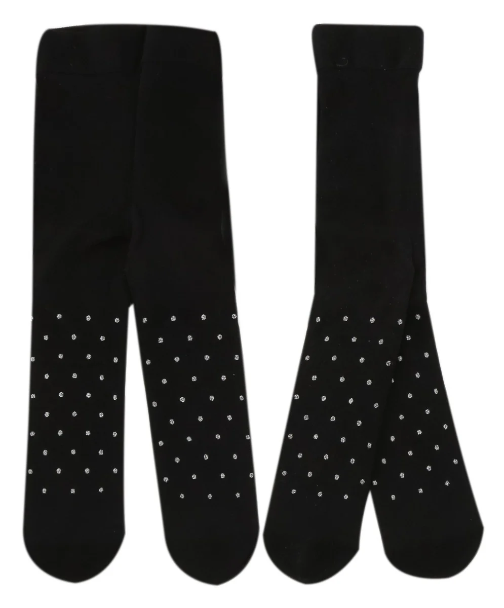 Baby Girls Microfiber Polka Dot Tight - Black - Image 2