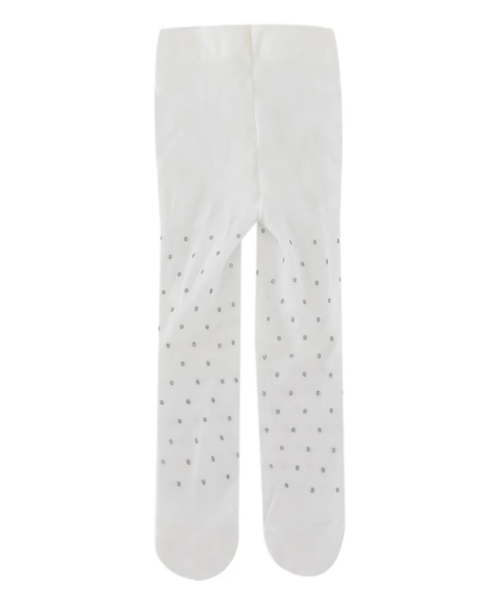 Baby Girls Microfiber Polka Dot Tight - White