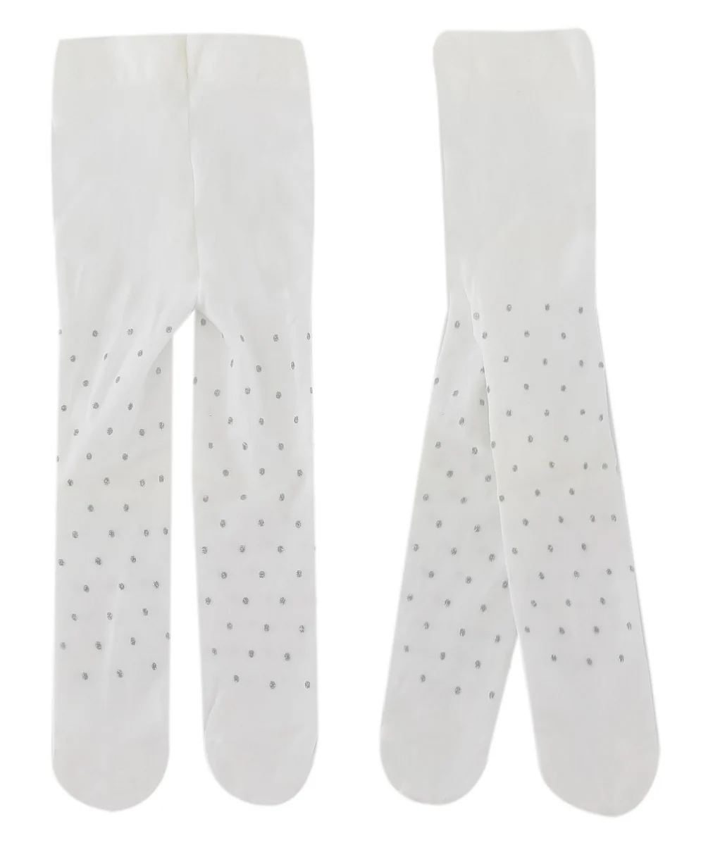 Baby Girls Microfiber Polka Dot Tight - White - Image 2