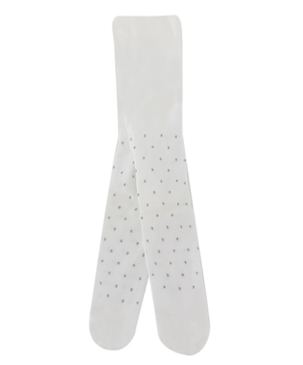 Baby Girls Microfiber Polka Dot Tight - White - Image 3