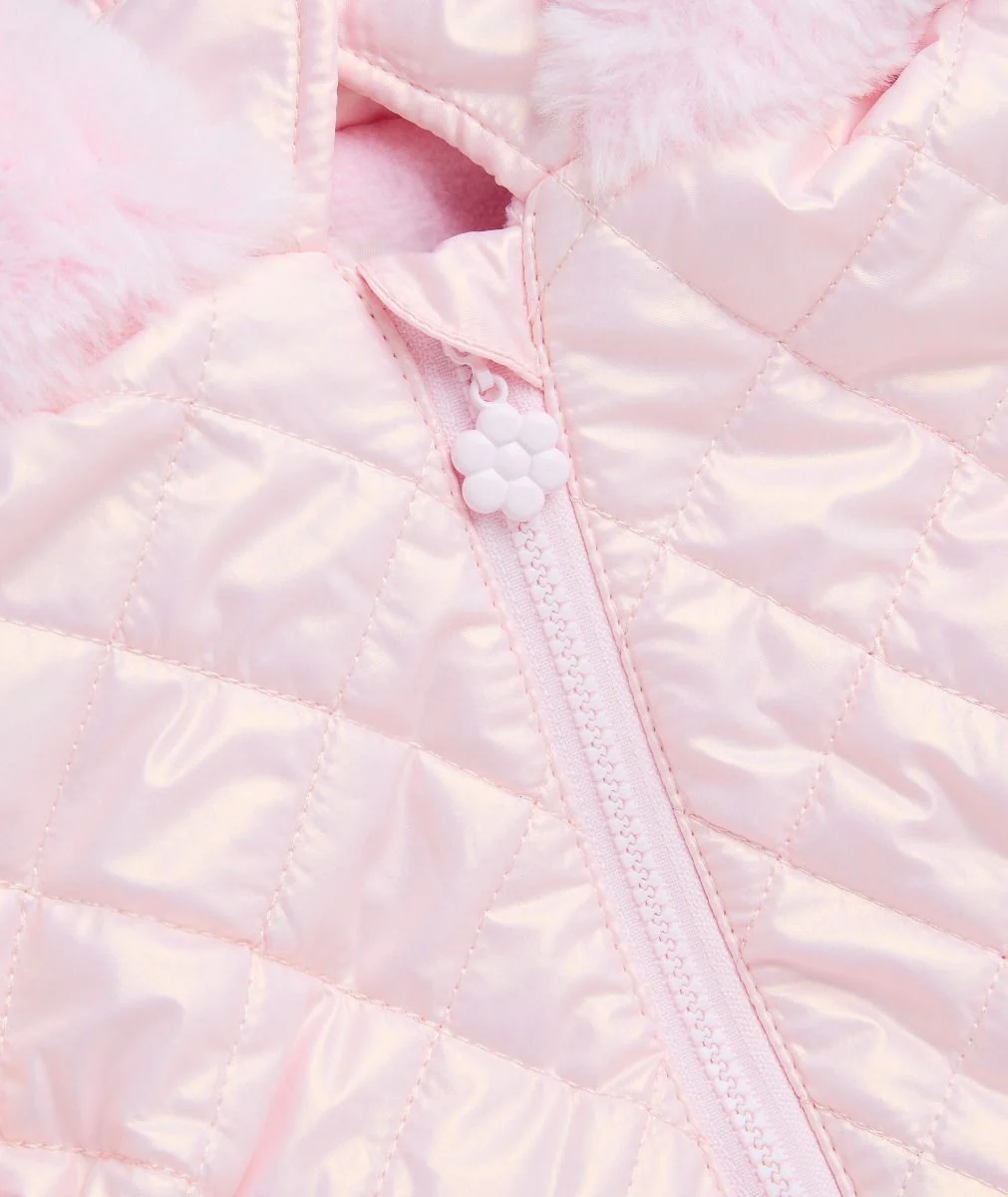 Baby & Girls' Quilted Hooded Puffer Coat - SASHA - Pink - Image 6