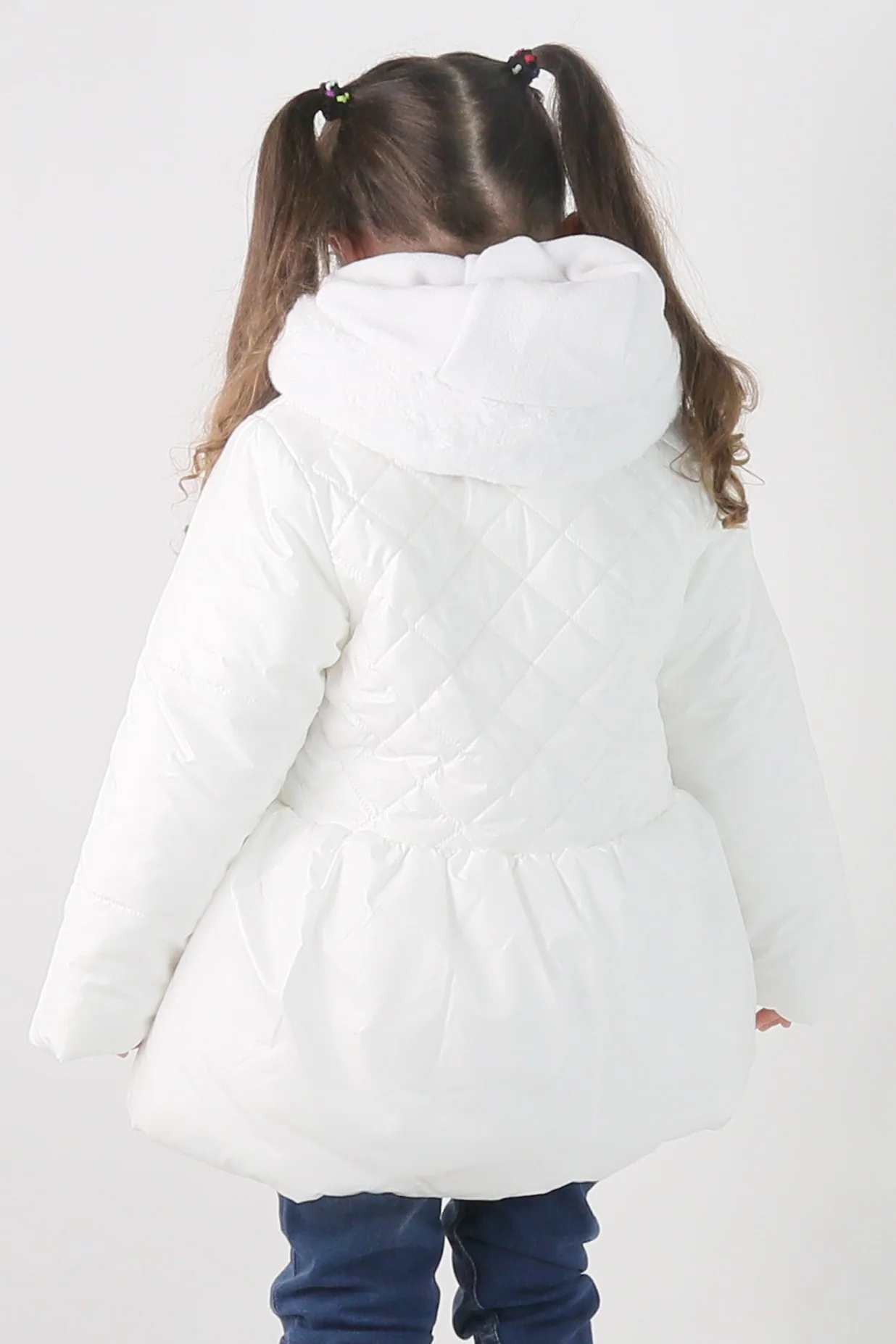 Baby & Girls' Quilted Hooded Puffer Coat - SASHA - White - Image 4