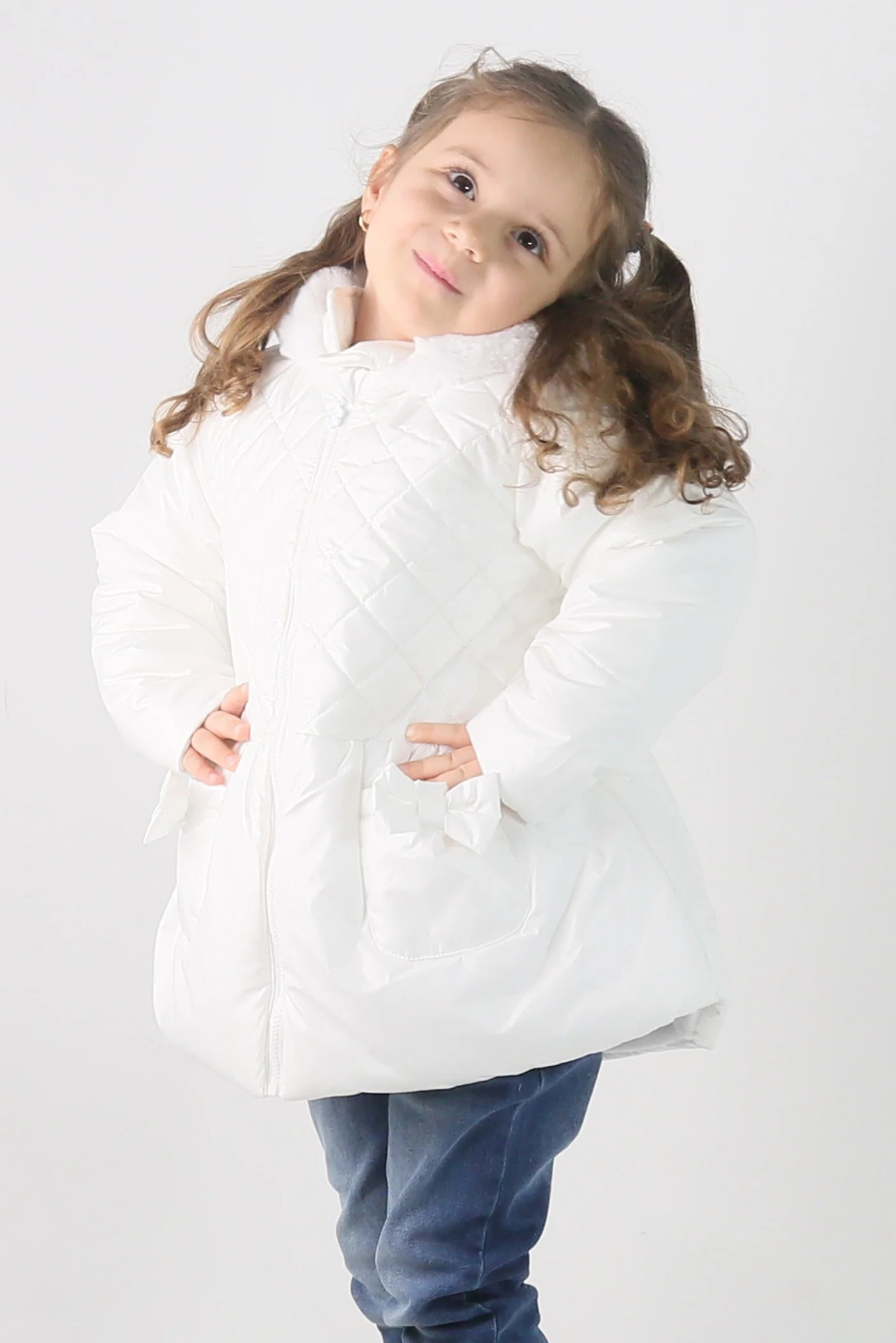 Baby & Girls' Quilted Hooded Puffer Coat - SASHA - White - Image 5
