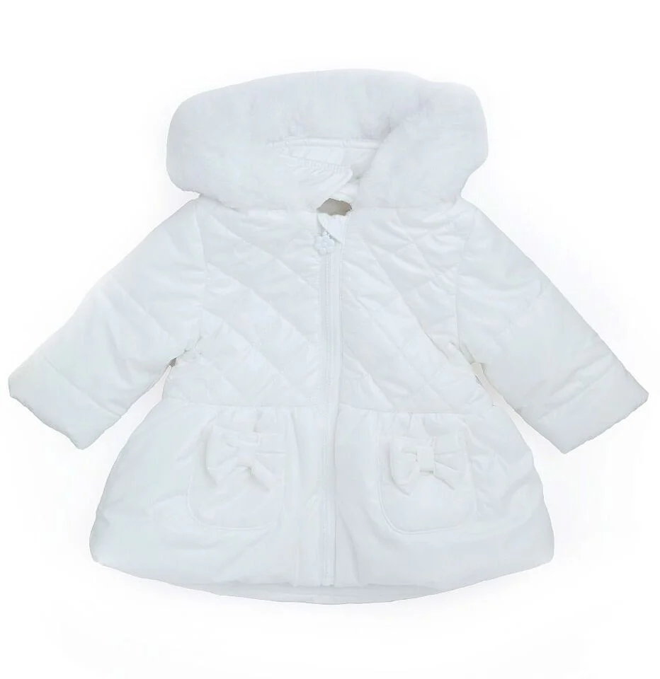 Baby & Girls' Quilted Hooded Puffer Coat - SASHA - White - Image 7