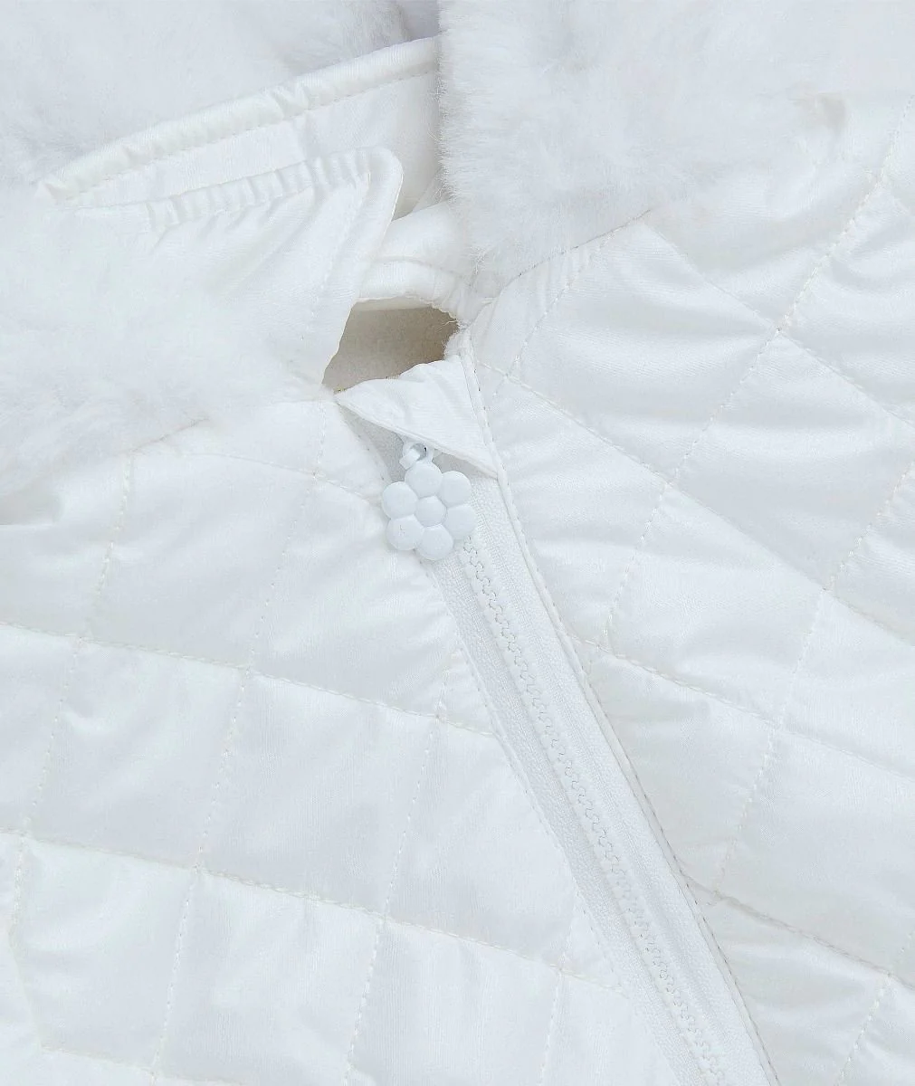 Baby & Girls' Quilted Hooded Puffer Coat - SASHA - White - Image 8