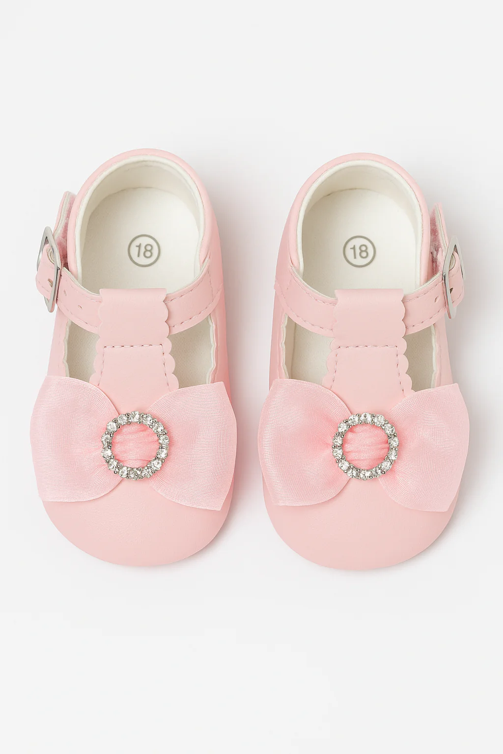 Baby Girls Rhinestones Christening Shoes - MILLIE - Pink - Image 2
