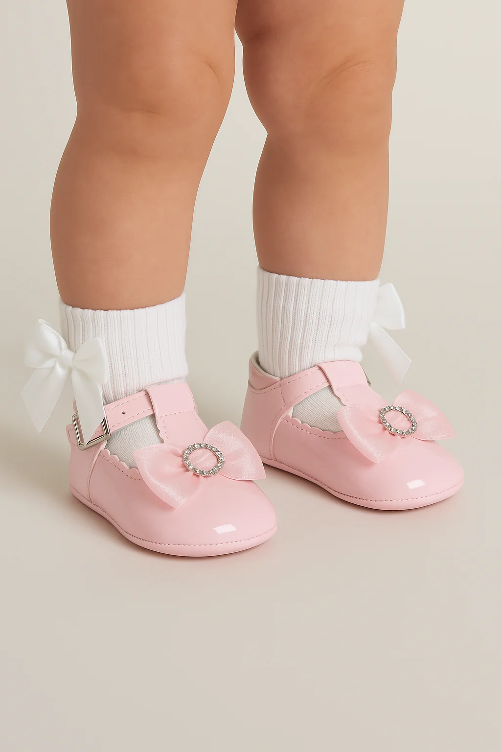 Baby Girls Rhinestones Christening Shoes - MILLIE - Pink - Image 5