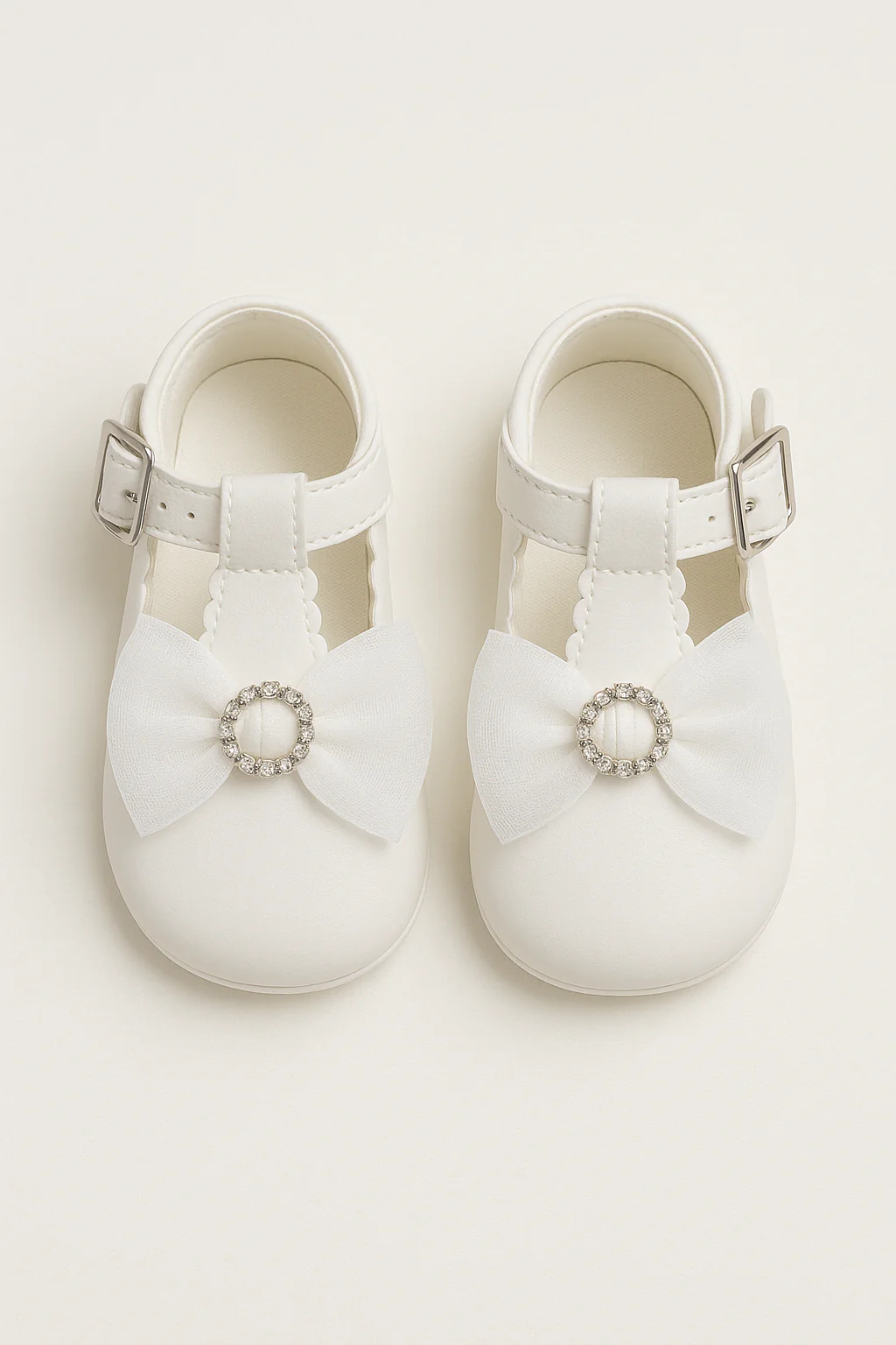 Baby Girls Rhinestones Christening Shoes - MILLIE - White - Image 2