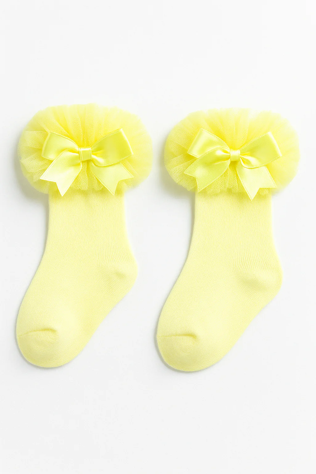 Baby Girls Ruffle Bow Frilly Ankle Socks - Yellow - Image 4