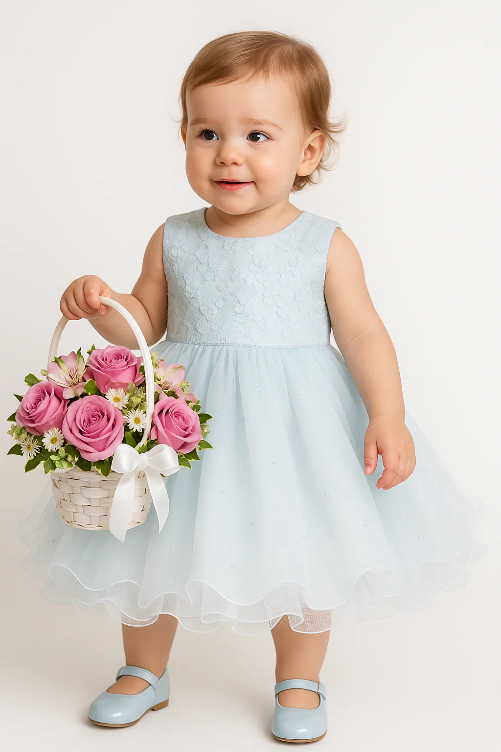 Baby & Girls Sequin Tulle Dress - RILEY - Baby Blue