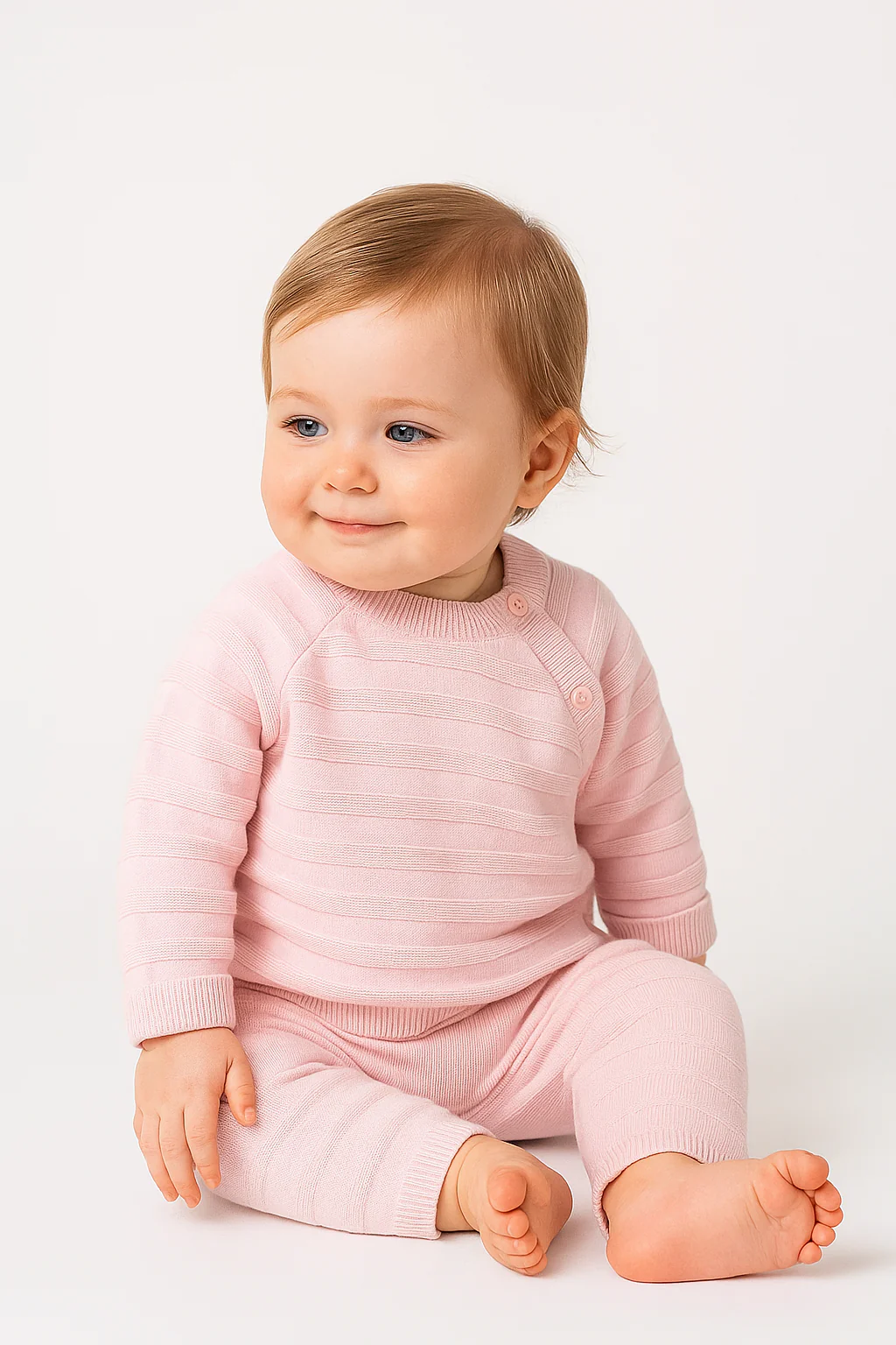 Baby Girls Striped Knit Jumper & Leggings Set - 2422 - Pink