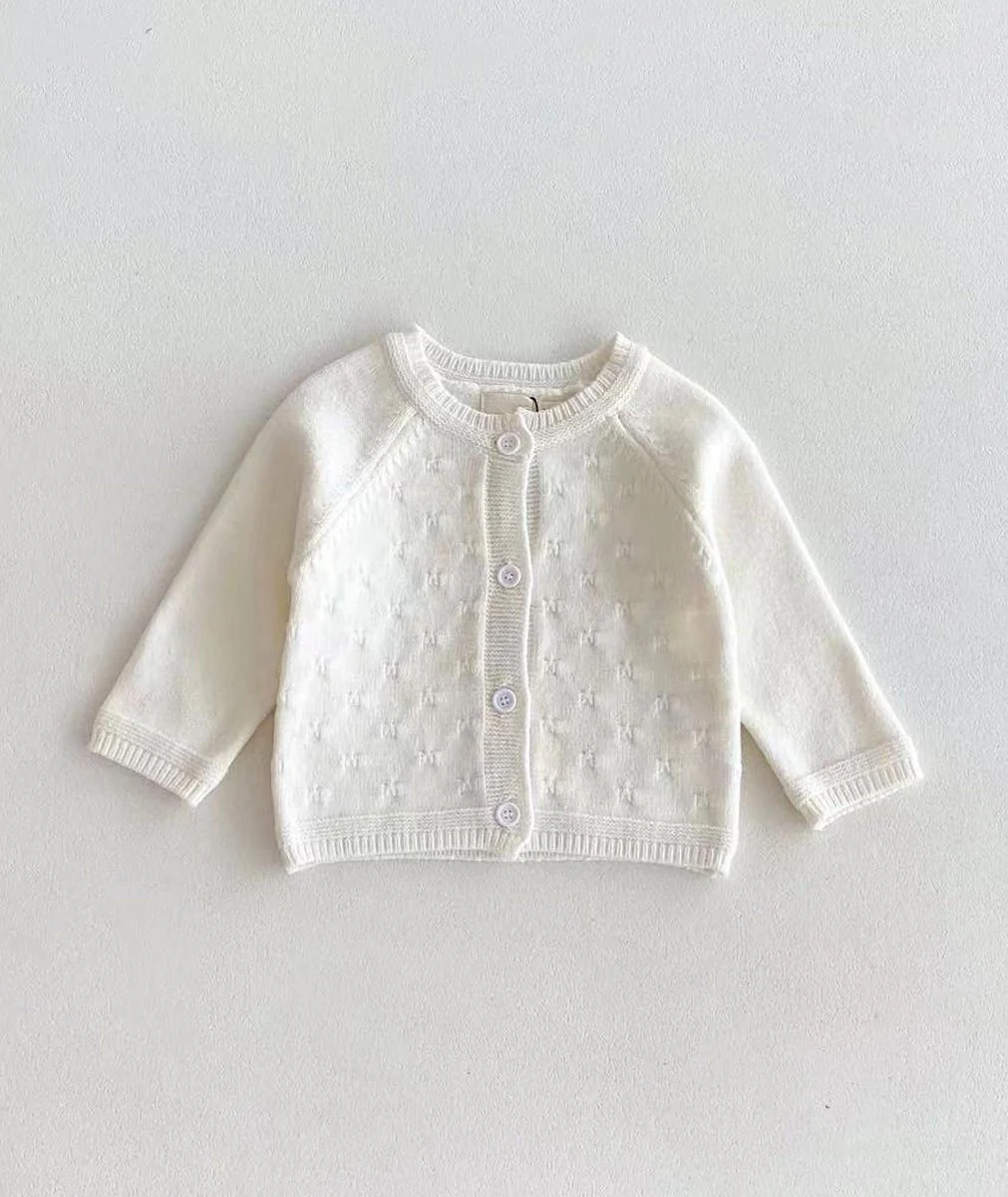 Baby Girls Vintage Ivory Knitted Cardigan - 2405 - Ivory - Image 2