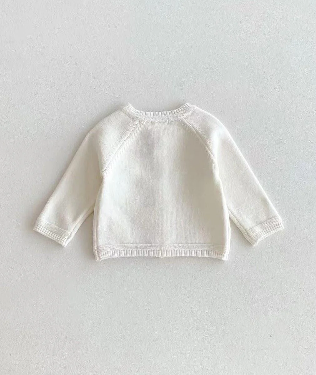 Baby Girls Vintage Ivory Knitted Cardigan - 2405 - Ivory - Image 3