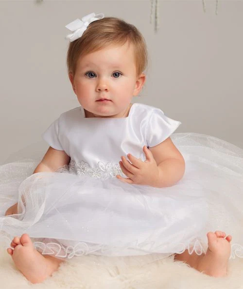 Baby Girls White Sparkling Christening Dress Set - L321 - White - Image 4