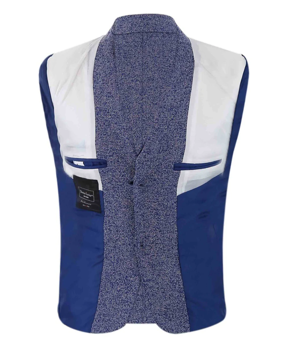 Boys Cotton Slim Fit Blazer and Waistcoat Set - Frank - Dark Blue - Image 6
