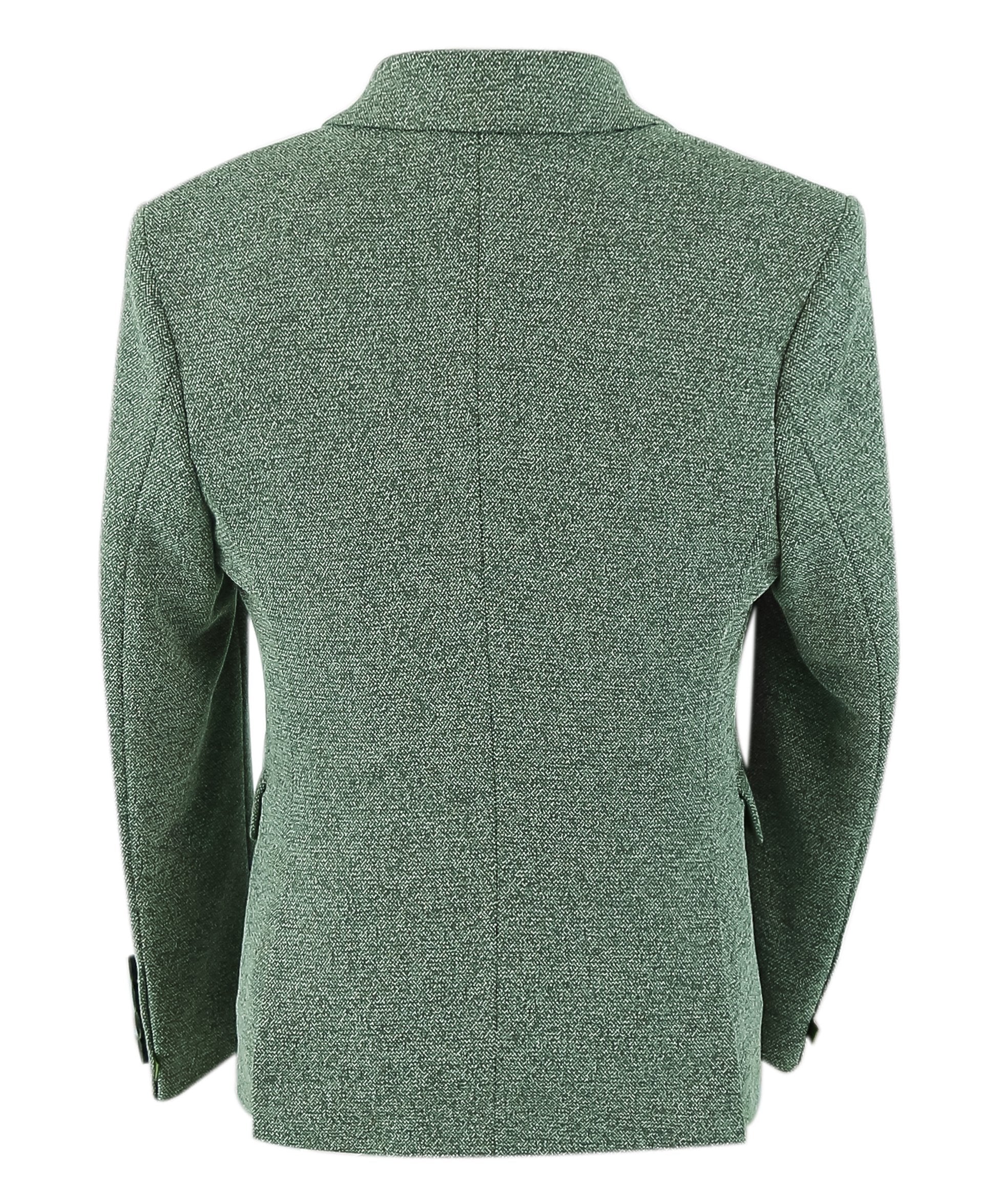 Boys Cotton Slim Fit Blazer and Waistcoat Set - Frank - Green - Image 6