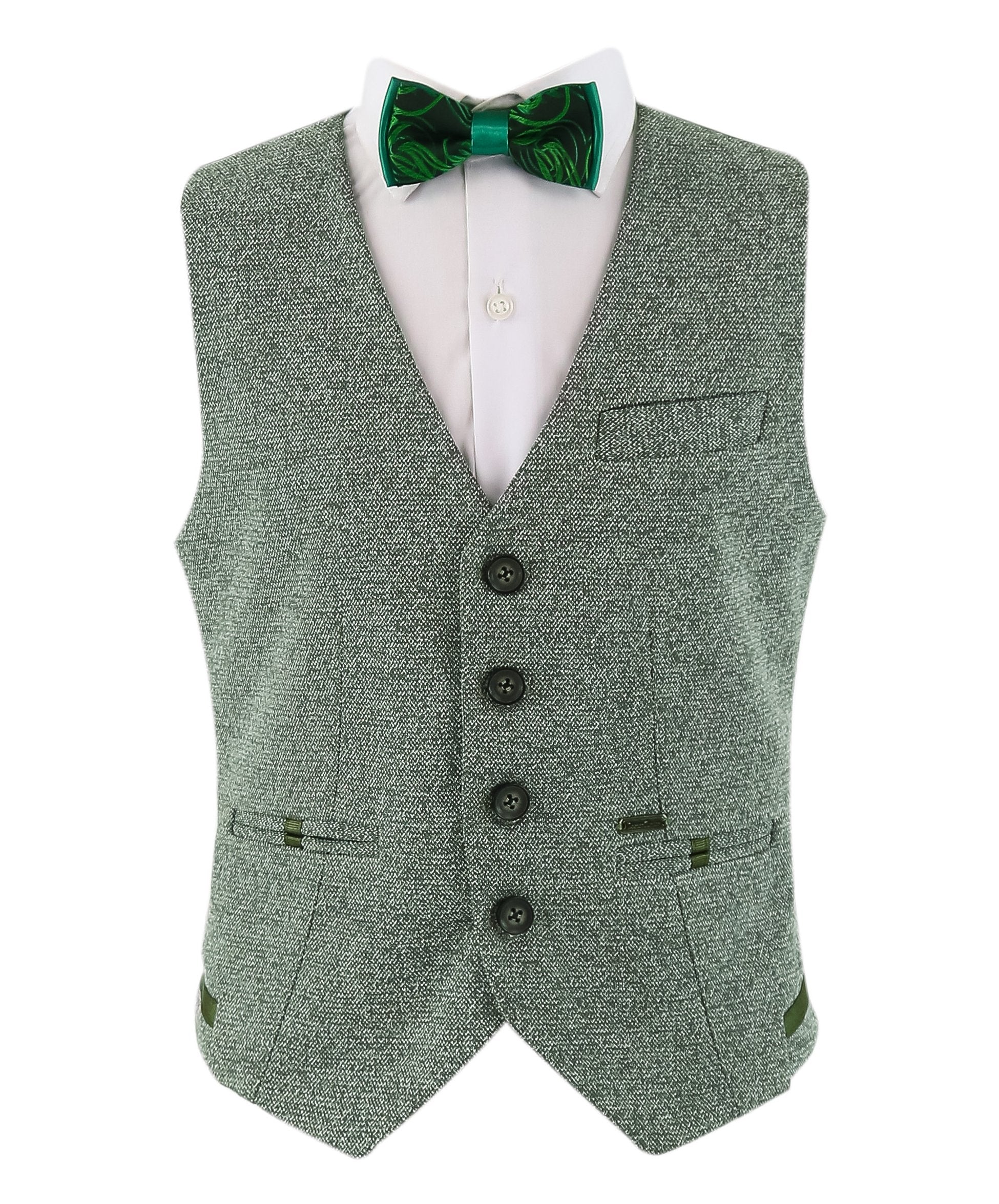 Boys Cotton Slim Fit Blazer and Waistcoat Set - Frank - Green - Image 7