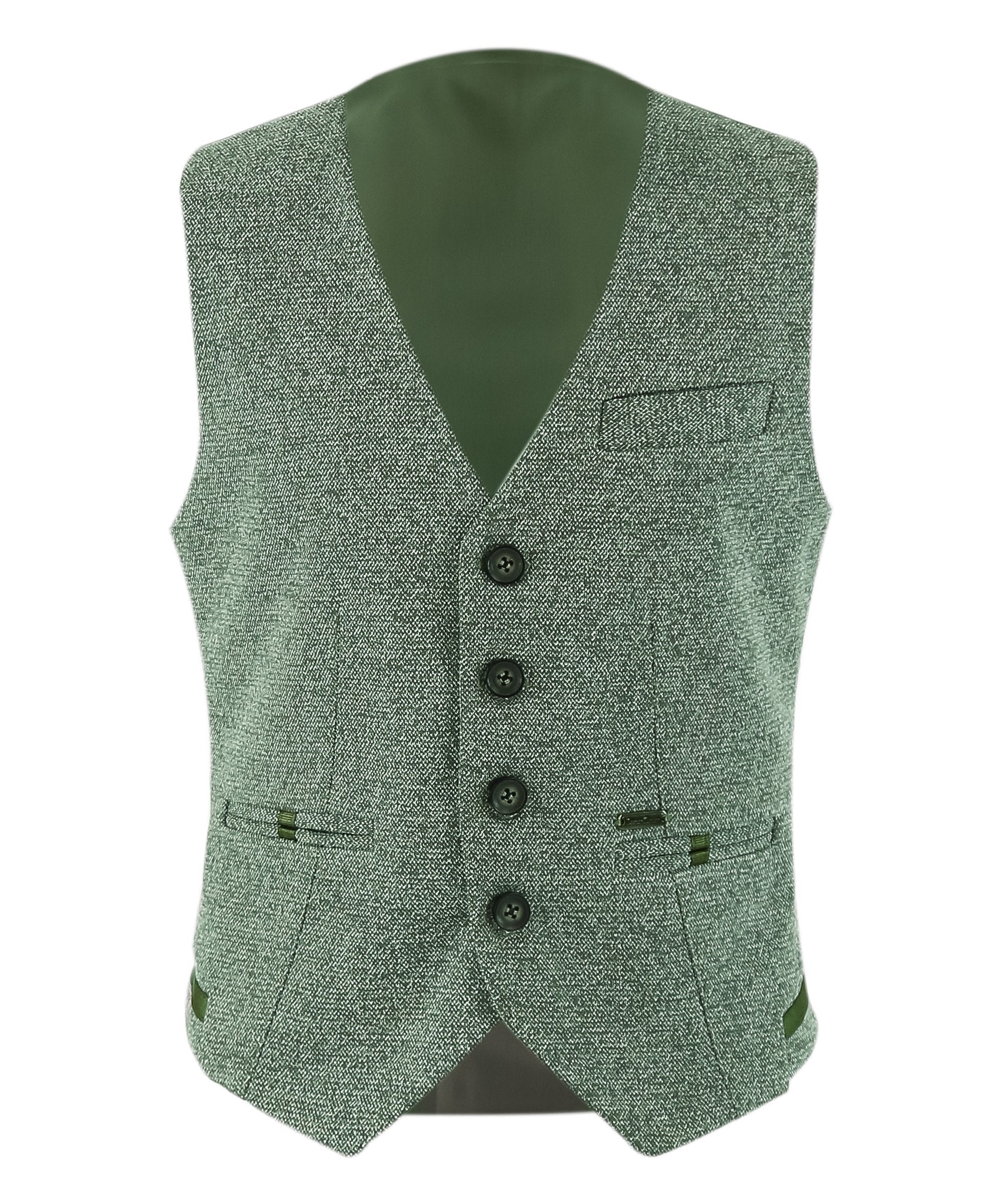 Boys Cotton Slim Fit Blazer and Waistcoat Set - Frank - Green - Image 8