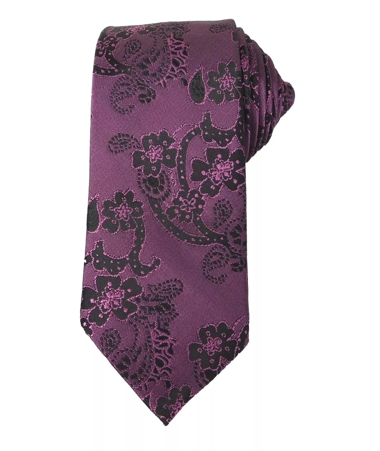 Boys & Men's Paisley Swirls Formal Tie & Hanky Set - Purple - Violet - Image 3